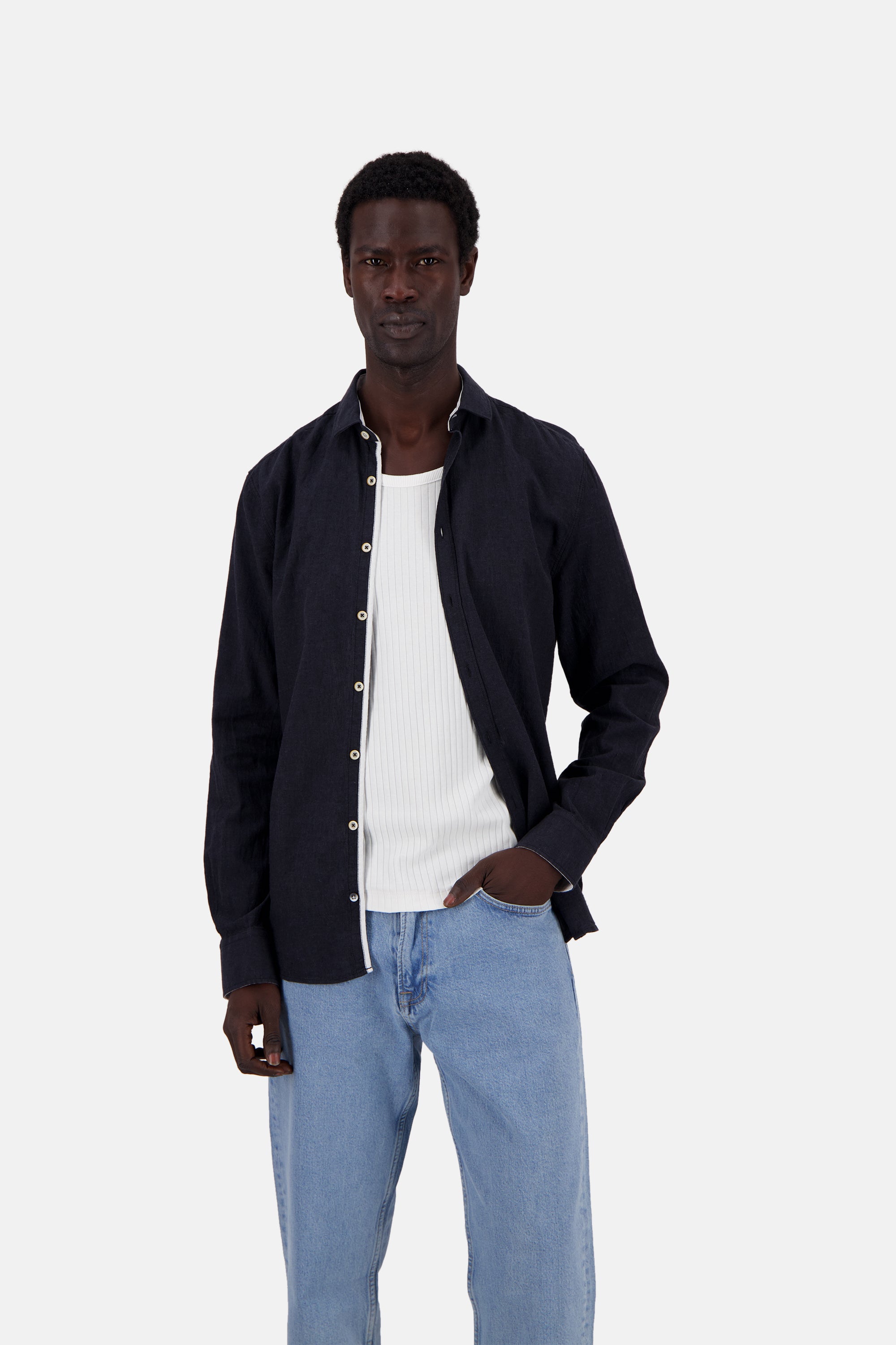 Shirt-Linen Blend Kent in Anthracite Chemises Colours and Sons