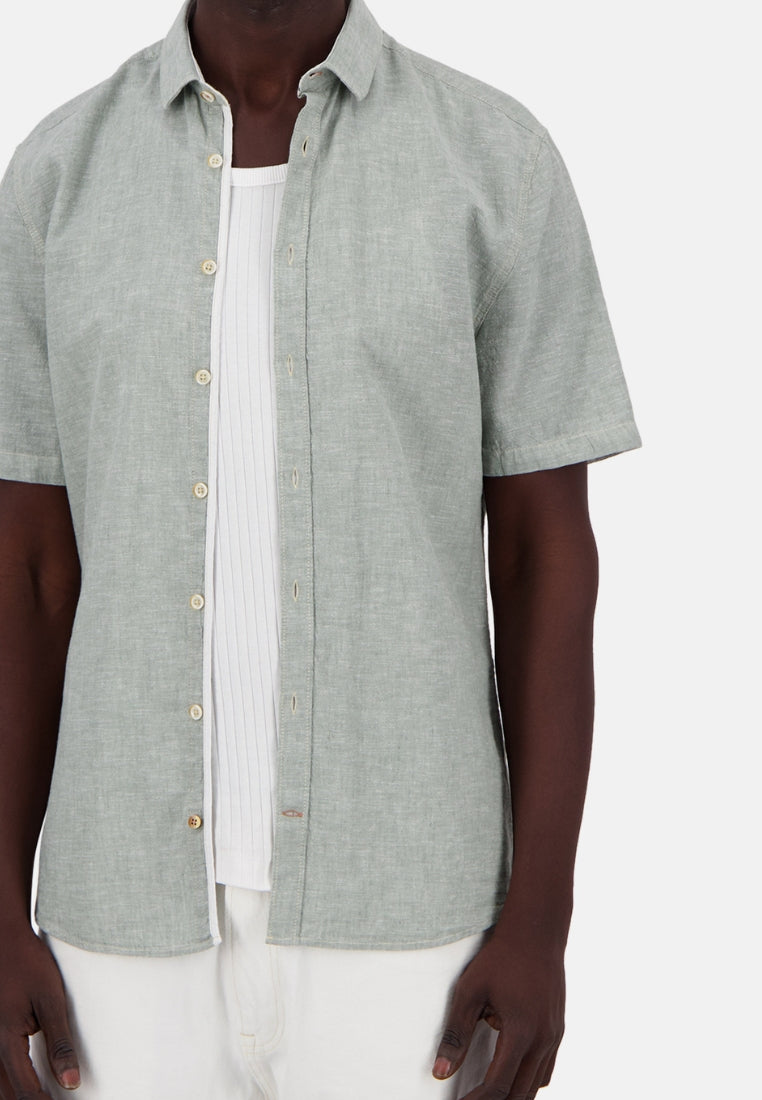 Shirt-Linen Blend Kent in Wasabi Chemises Colours and Sons