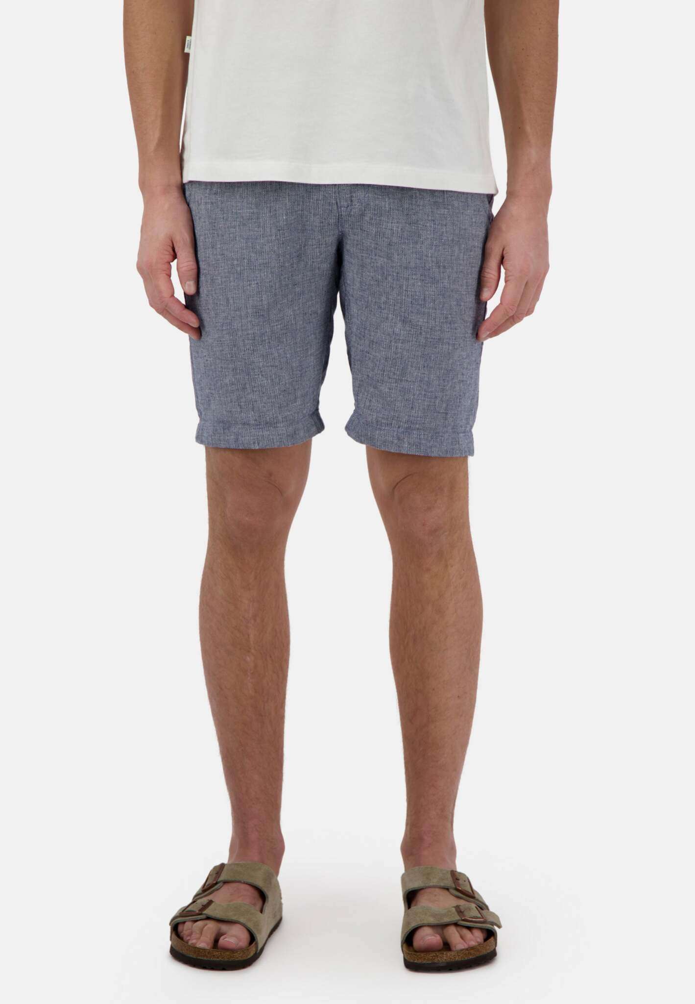 Short-Linen Blend Check in River Twill Shorts Colours and Sons