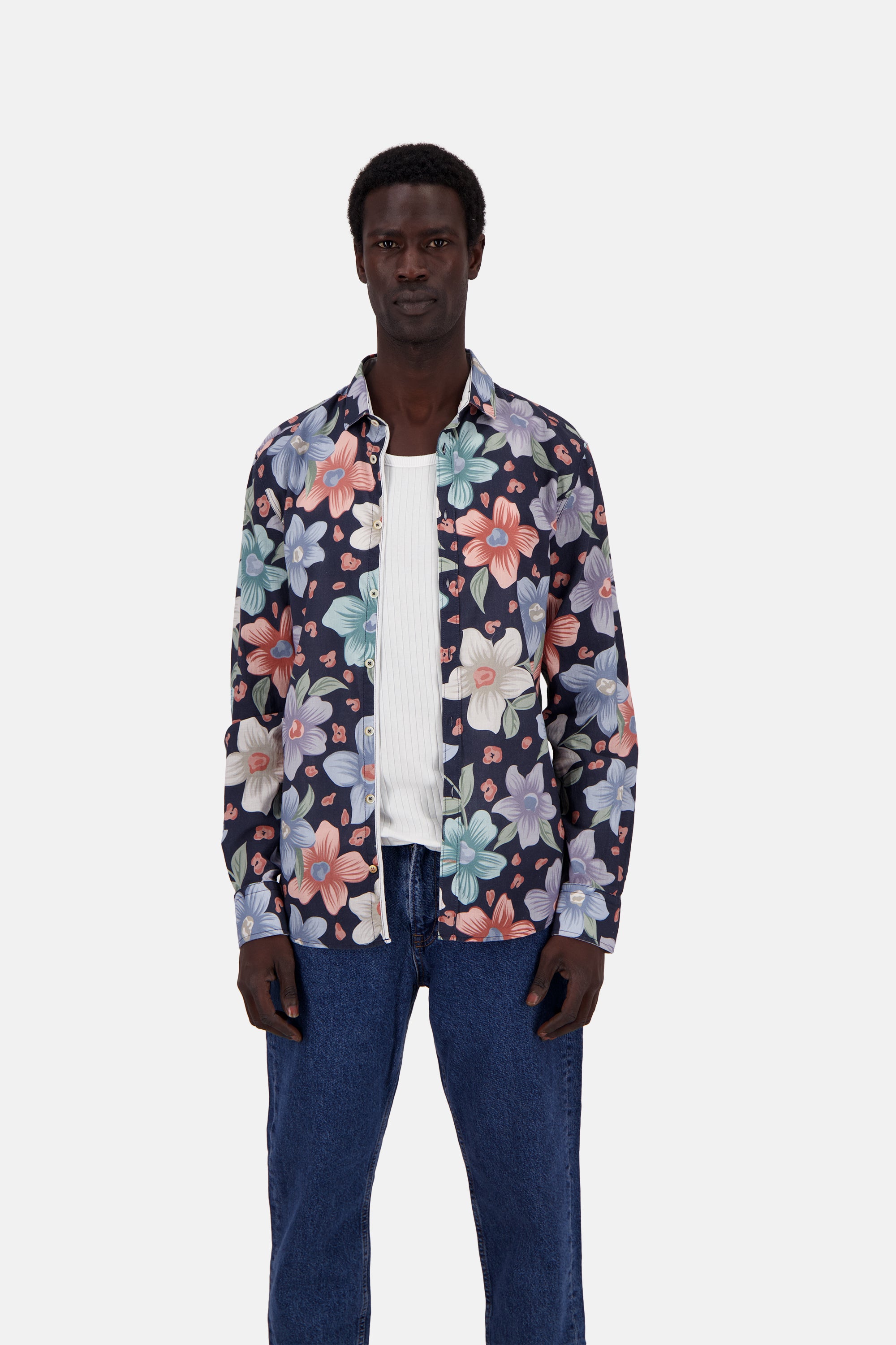 Shirt-Printed in Navy Flowers Chemises Colours and Sons