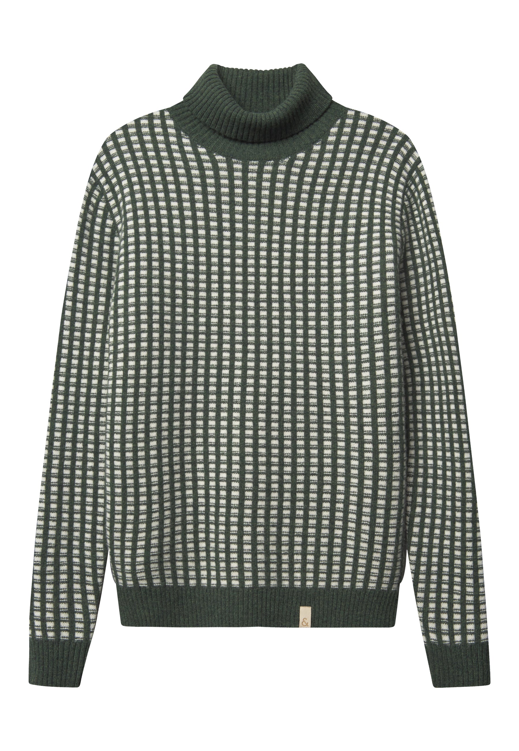 Pullover Turtleneck Two Tone Intarsia en yucca-offwhite Colours and Sons