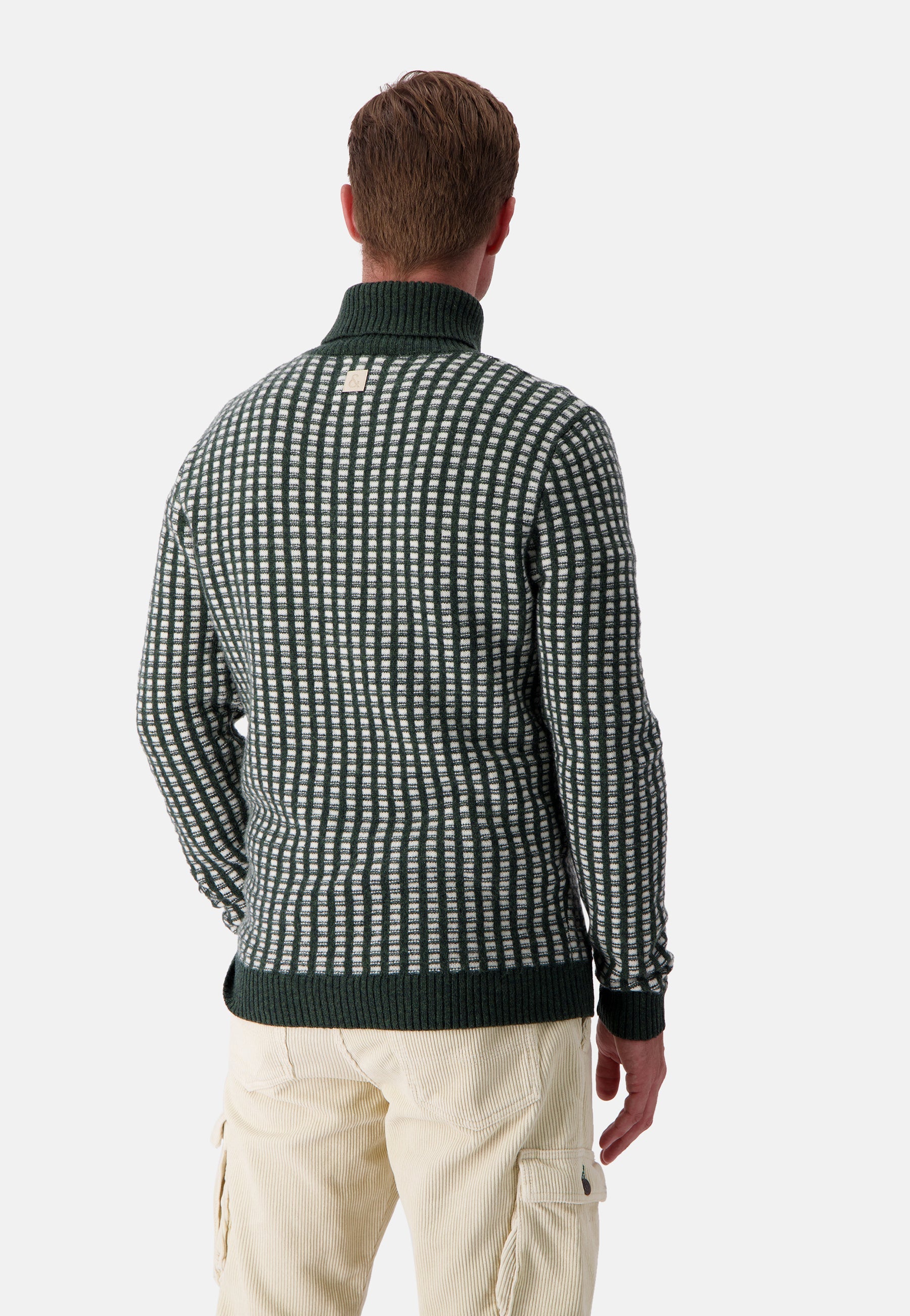 Pullover Turtleneck Two Tone Intarsia en yucca-offwhite Colours and Sons