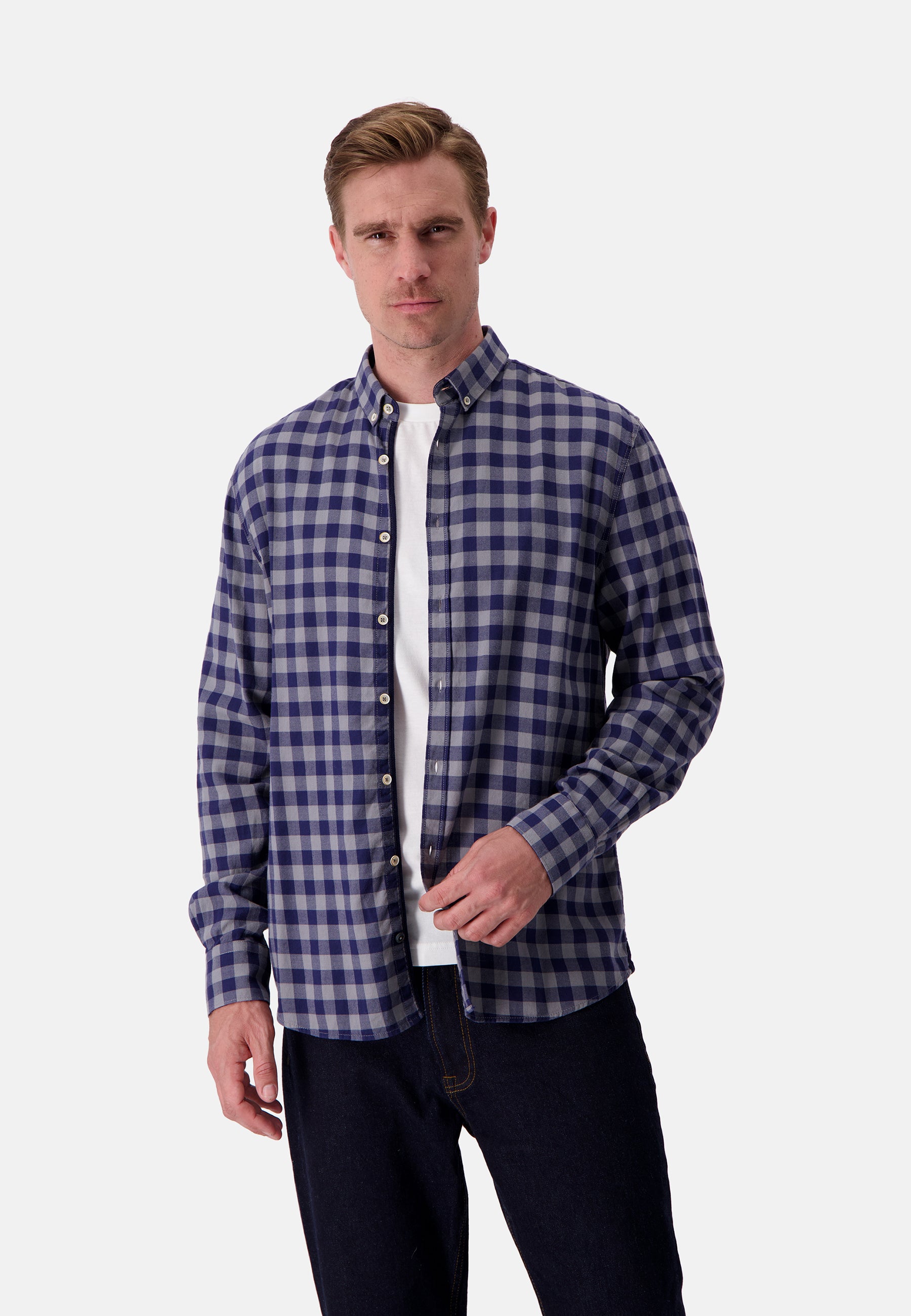 Shirt Printed in Navy Chemises Vichy Colours and Sons