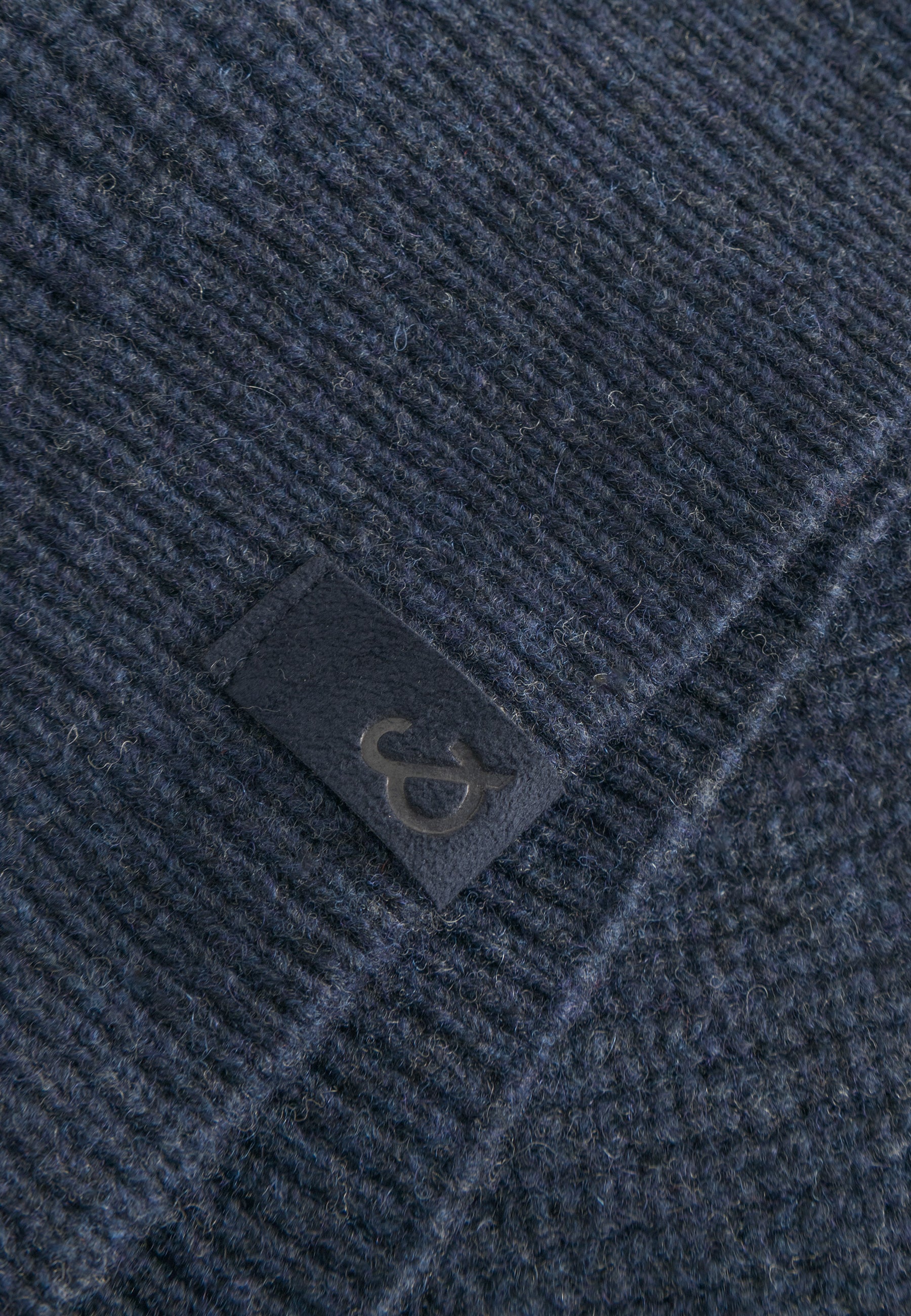 Pull-over mi-zip en laine d'agneau marine Colours and Sons