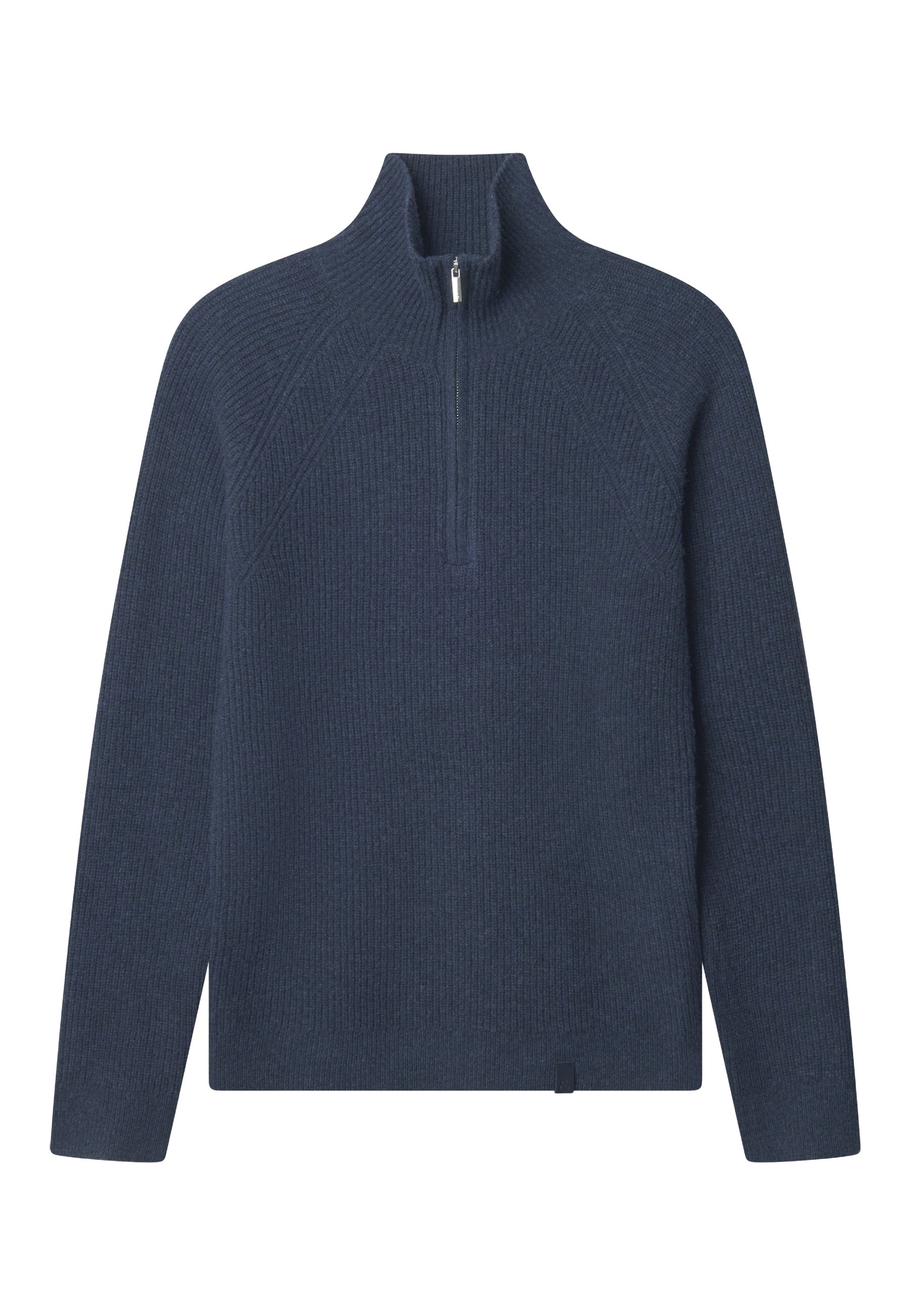 Pull-over mi-zip en laine d'agneau marine Colours and Sons
