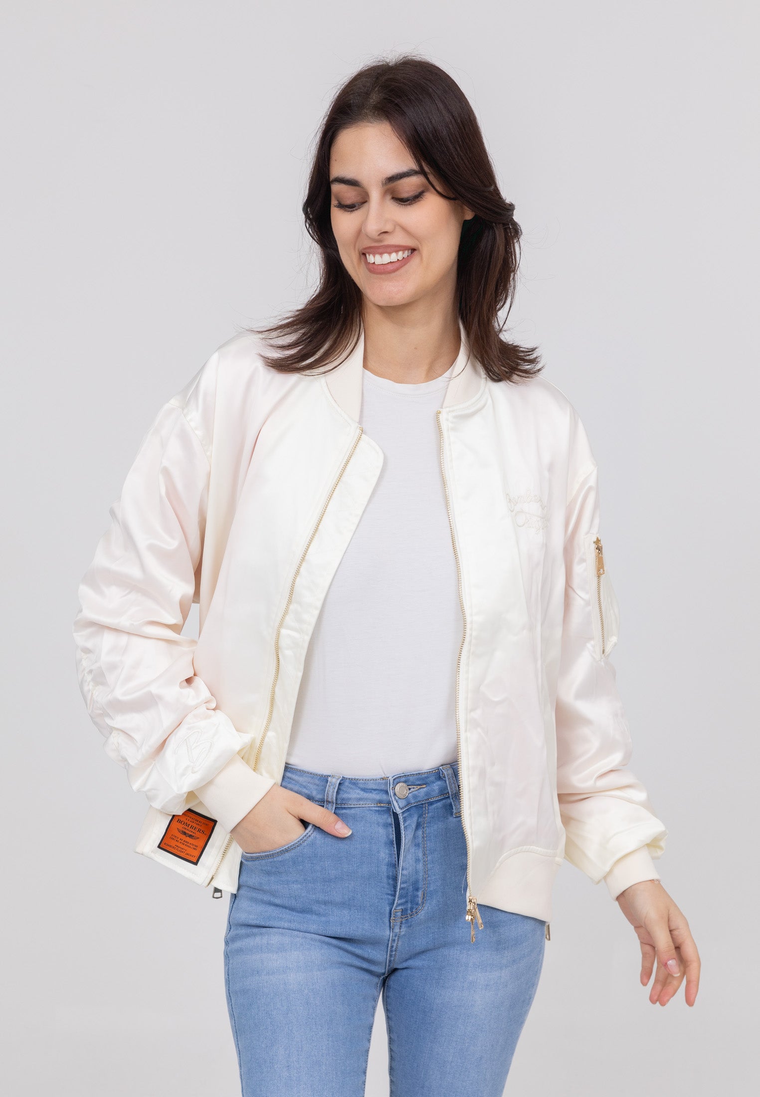 Ballerine W Bomber en Veste Crème Bombers Original
