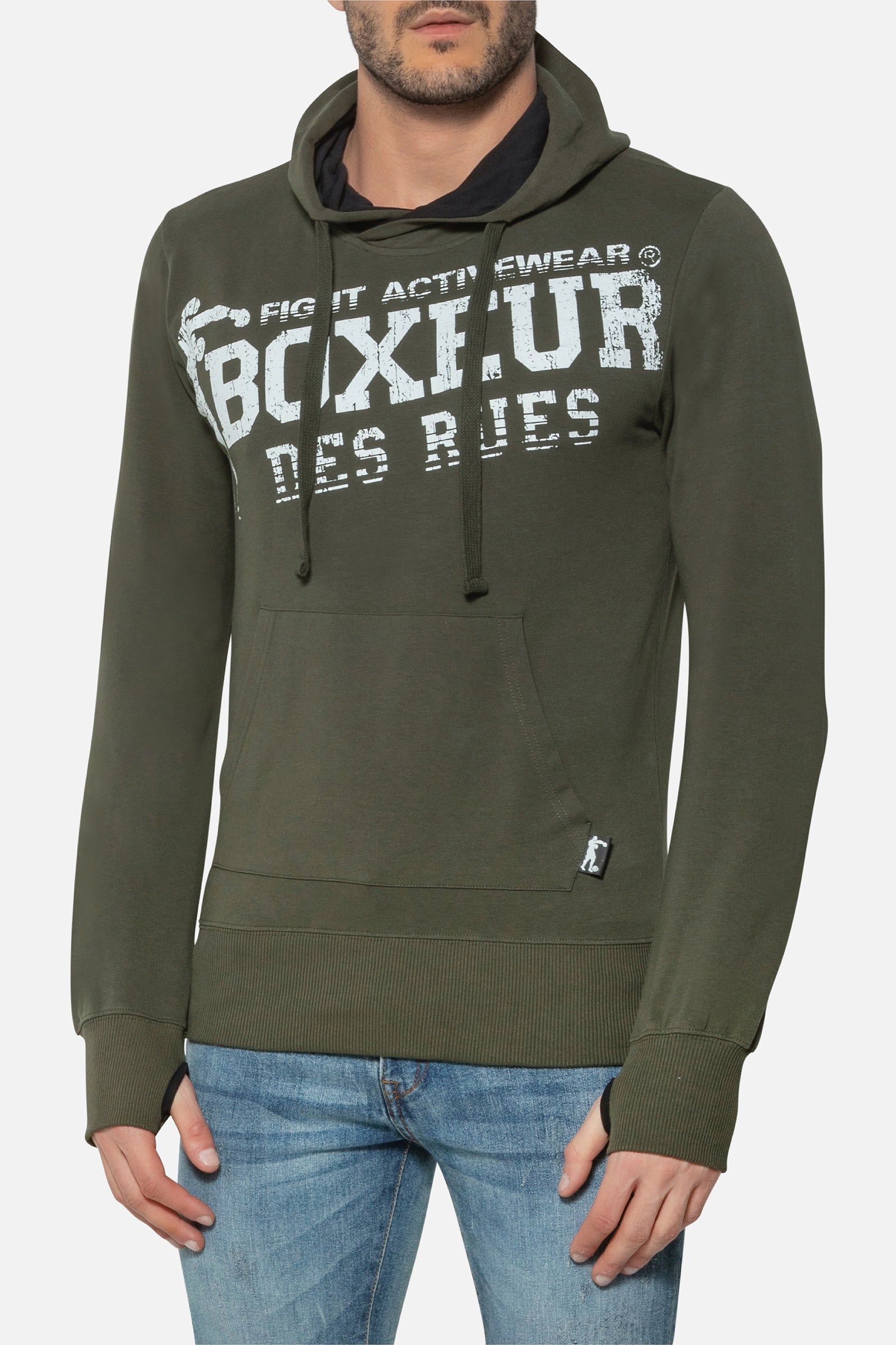 Sweat à capuche avec ouverture du pouce à l'armée Boxeur des Rues