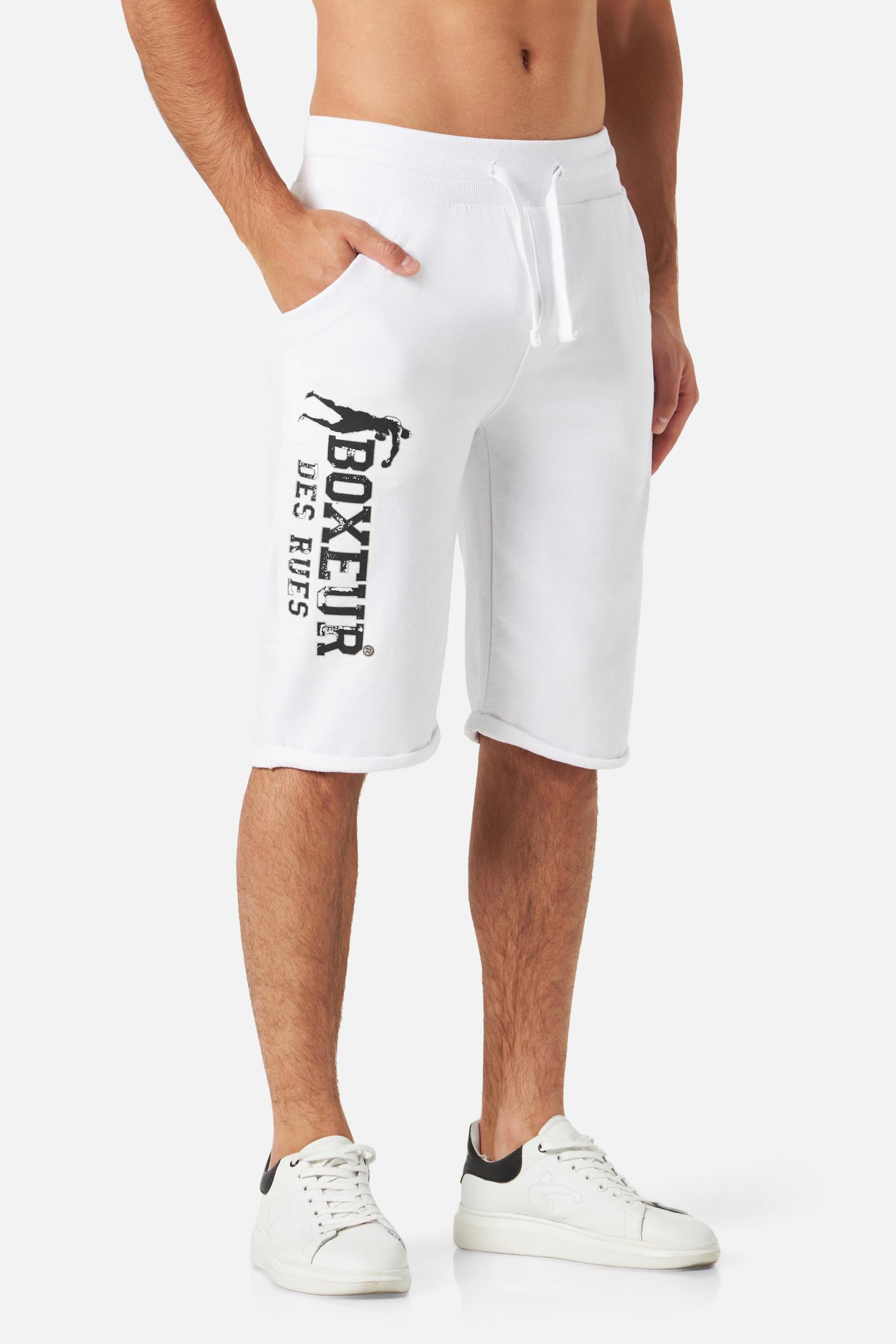 Basic Short Sweatpants en blanc-noir Short Boxeur des Rues