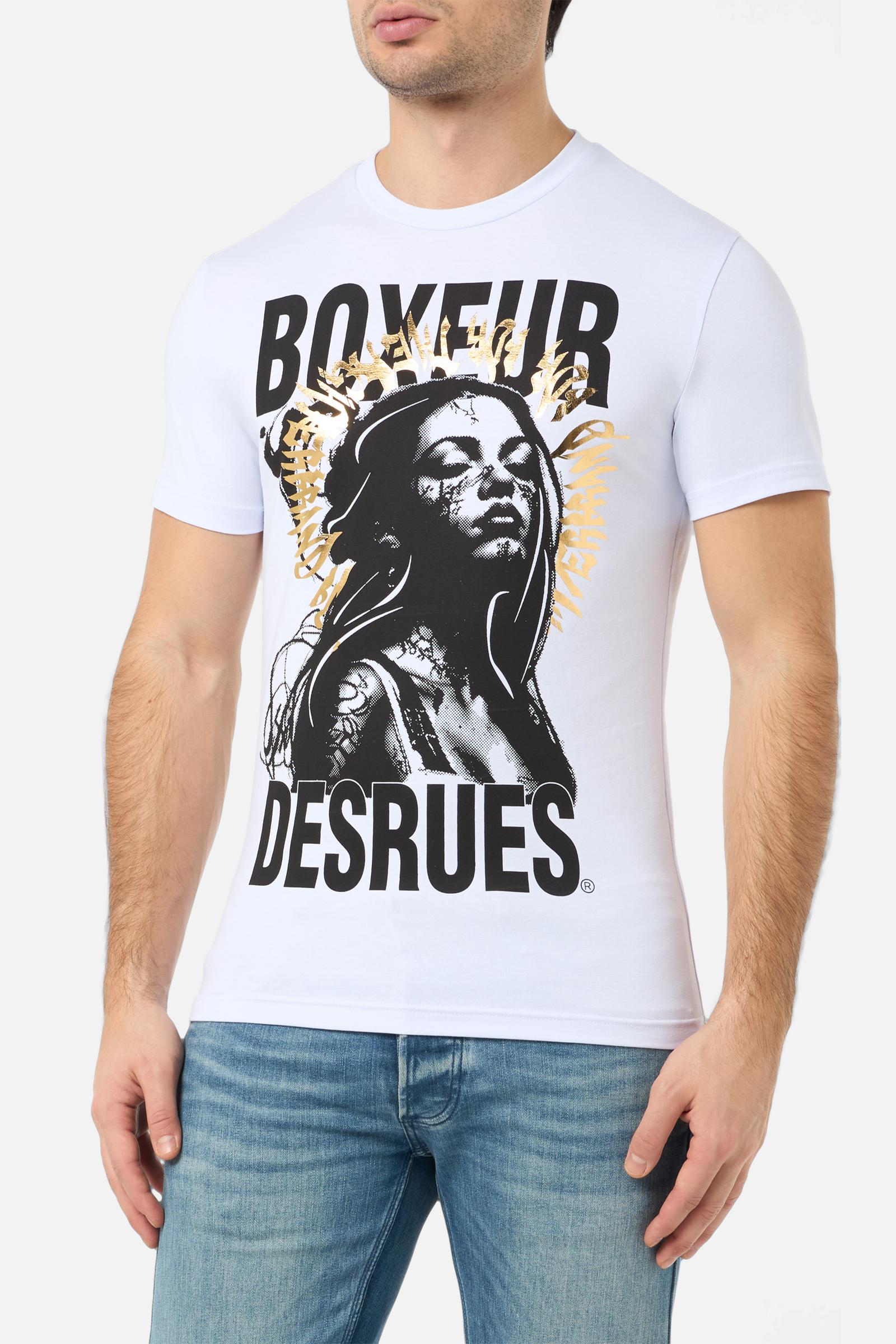 T-shirt graphique en blanc et or T-shirts Boxeur des Rues