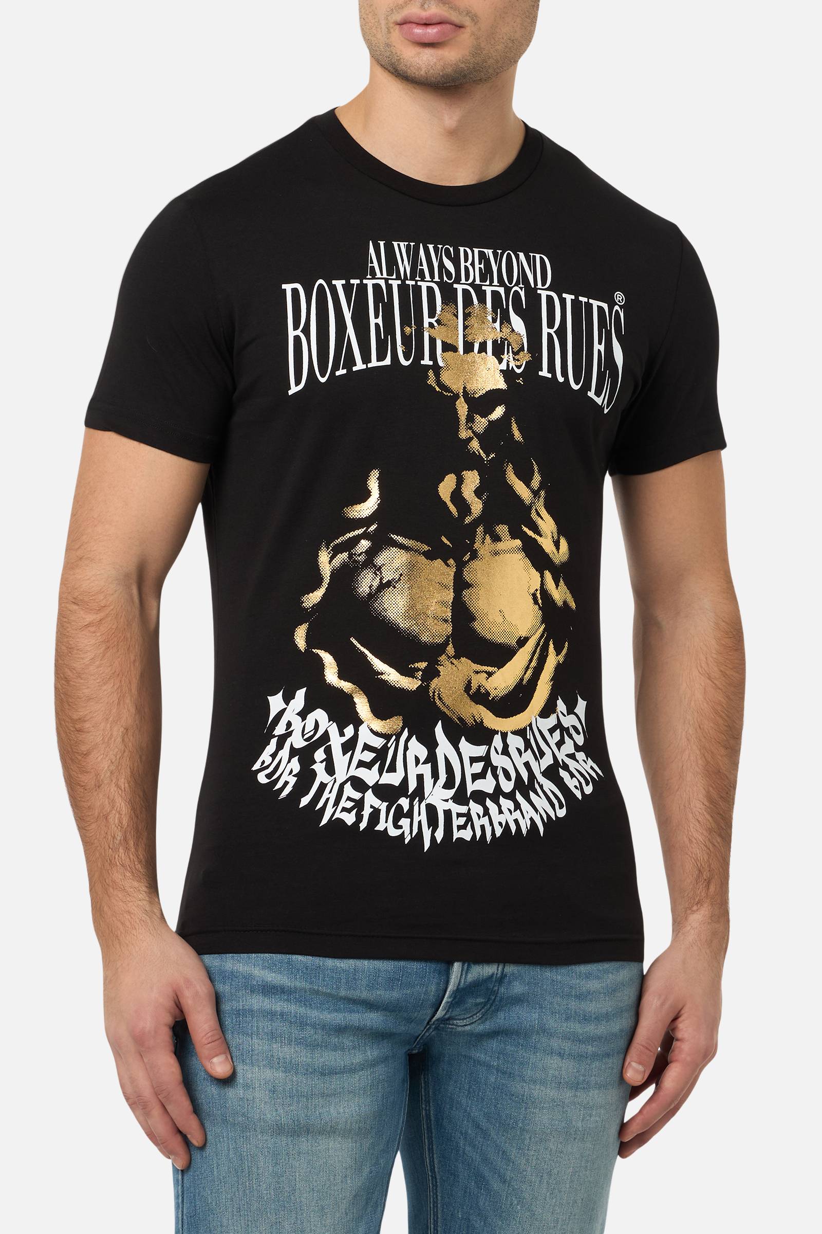 T-shirt graphique en noir et or T-shirts Boxeur des Rues