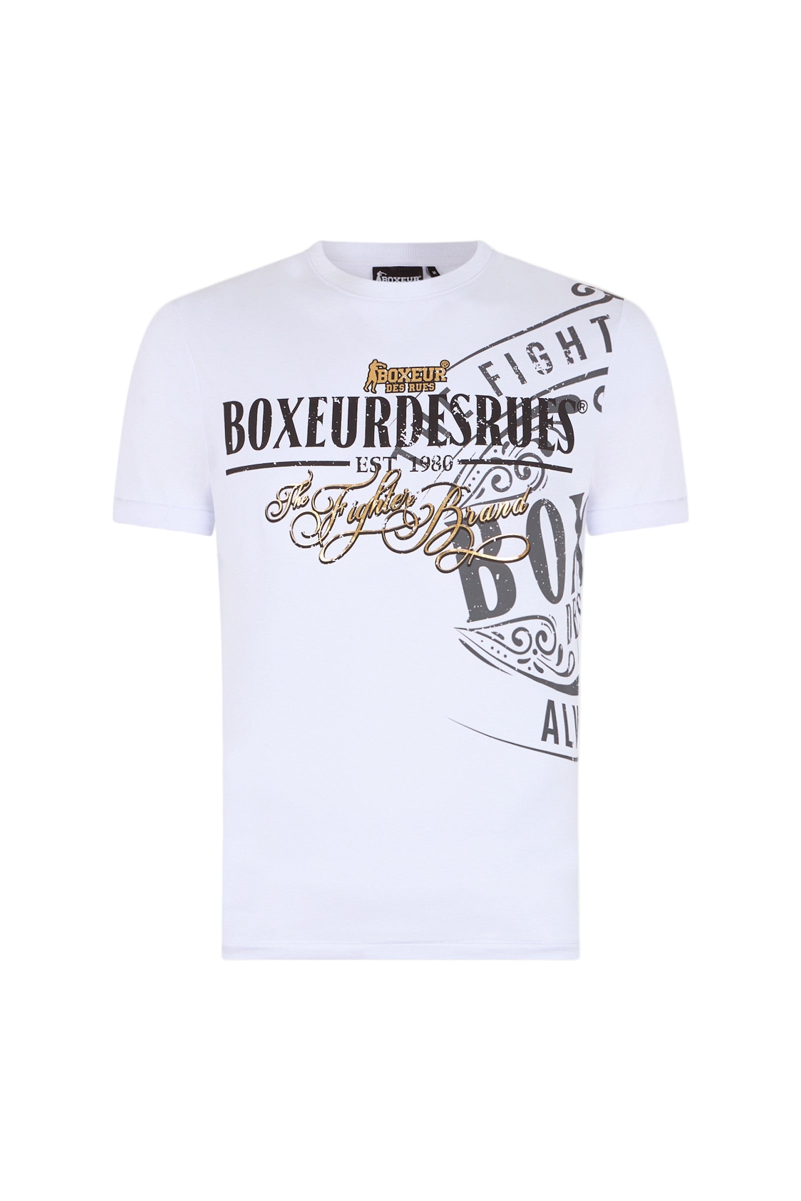 T-shirt imprimé col rond en blanc T-shirts Boxeur des Rues