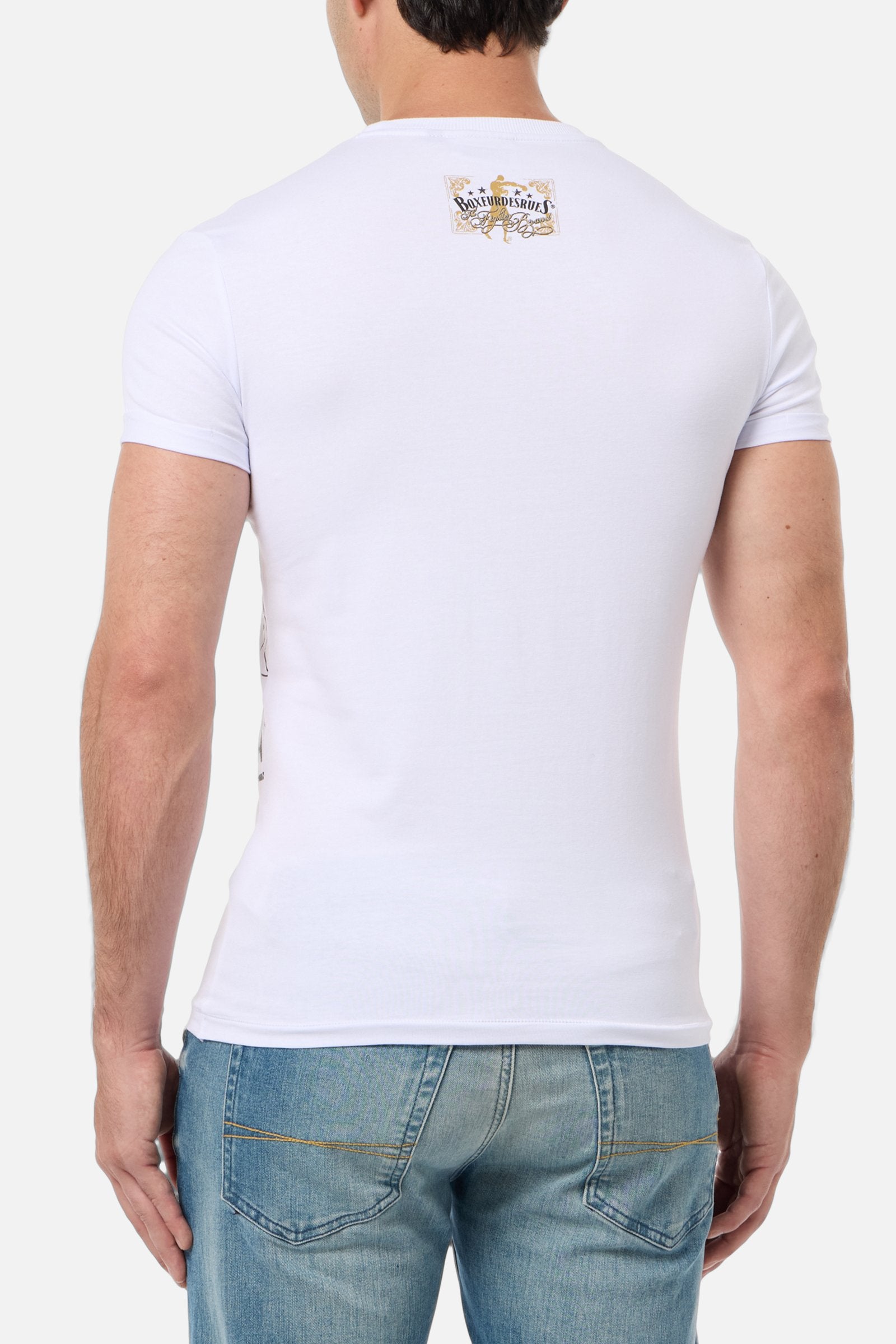 T-shirt imprimé col rond en blanc T-shirts Boxeur des Rues