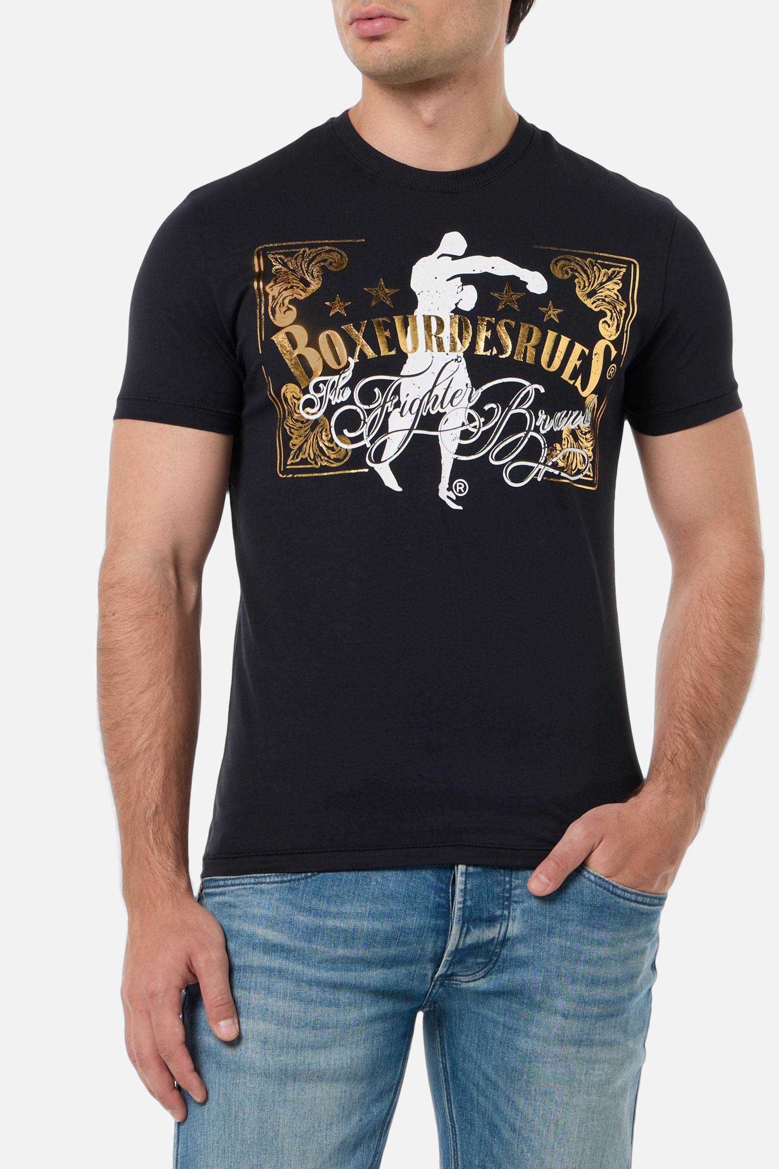 T-shirt imprimé col rond anthracite T-shirts Boxeur des Rues