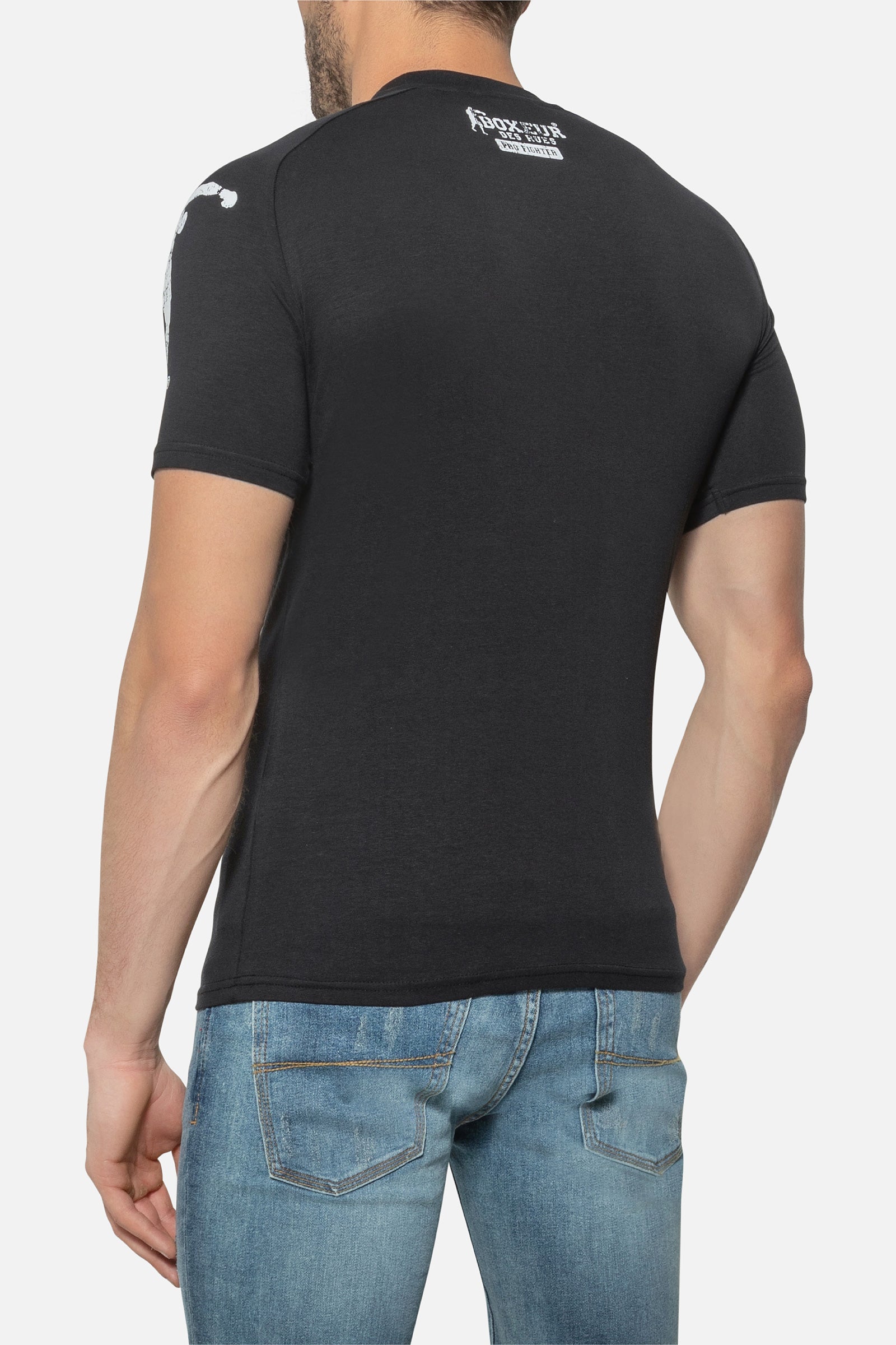 T-shirt Logo Raglan en noir T-shirts Boxeur des Rues