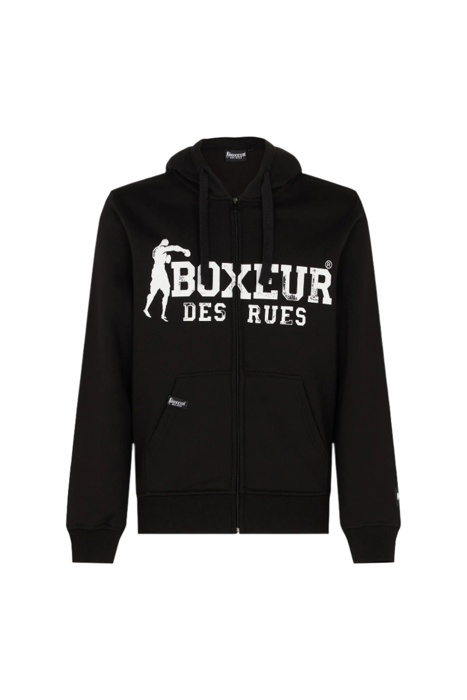 Hoodie Full Zip With Patch in Black-White Sweat-shirts Boxeur des Rues