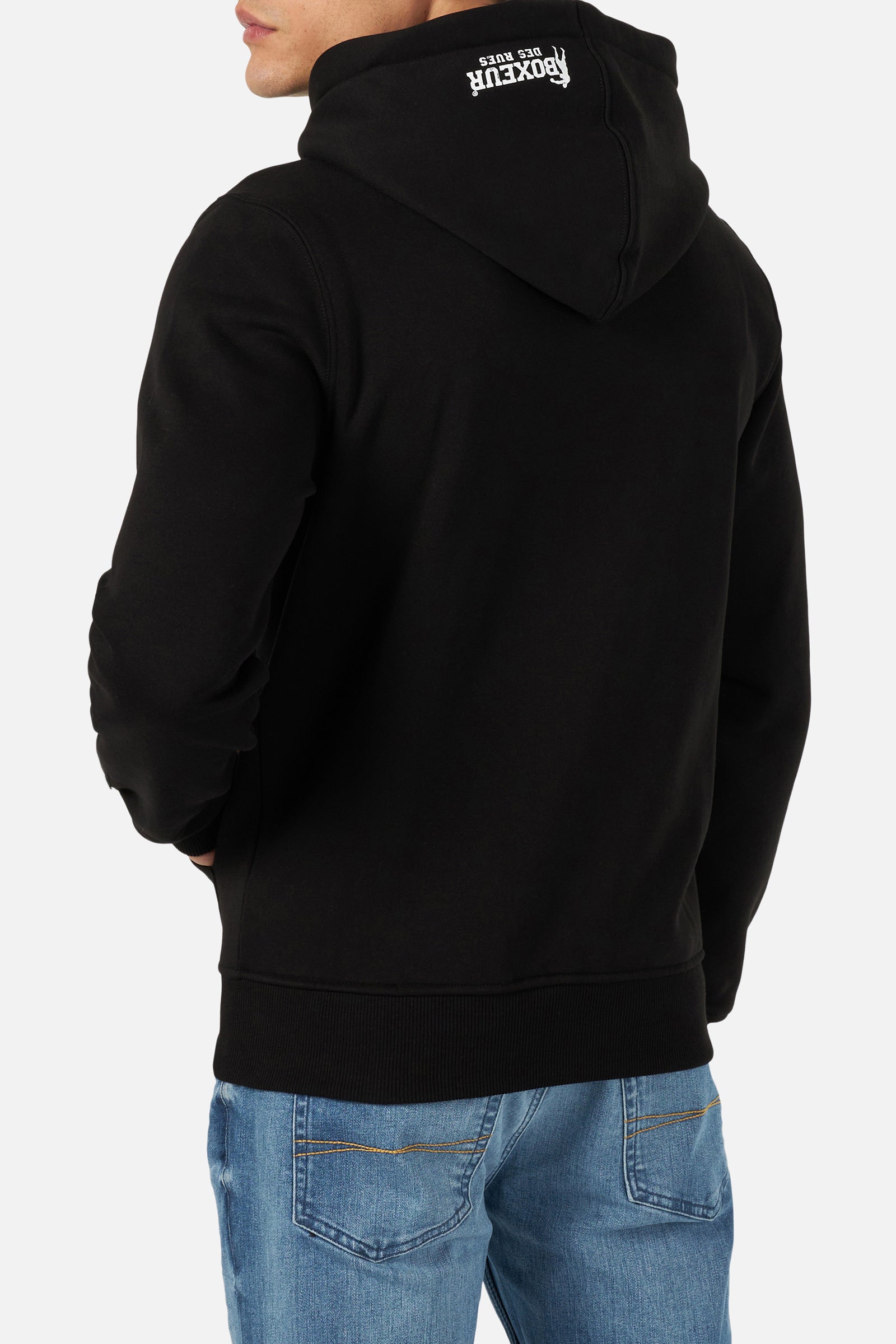 Hoodie Full Zip With Patch in Black-White Sweat-shirts Boxeur des Rues