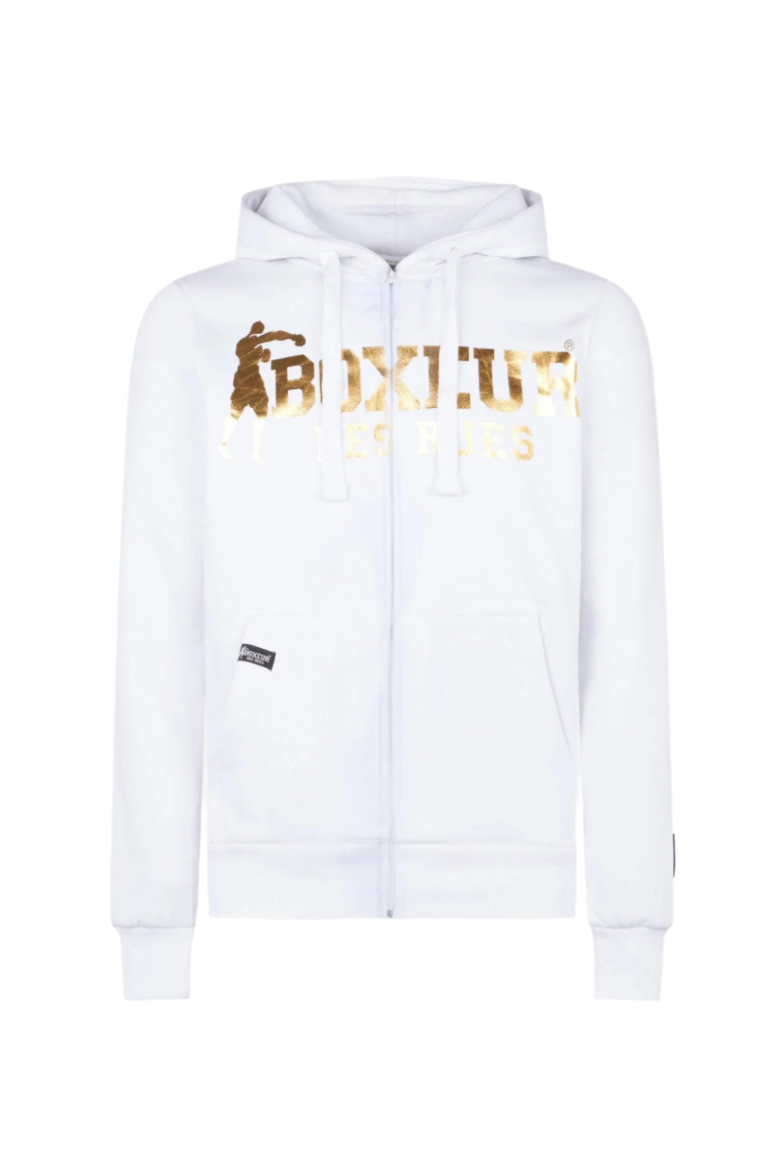 Hoodie Full Zip With Patch in White-Gold Sweat-shirts Boxeur des Rues