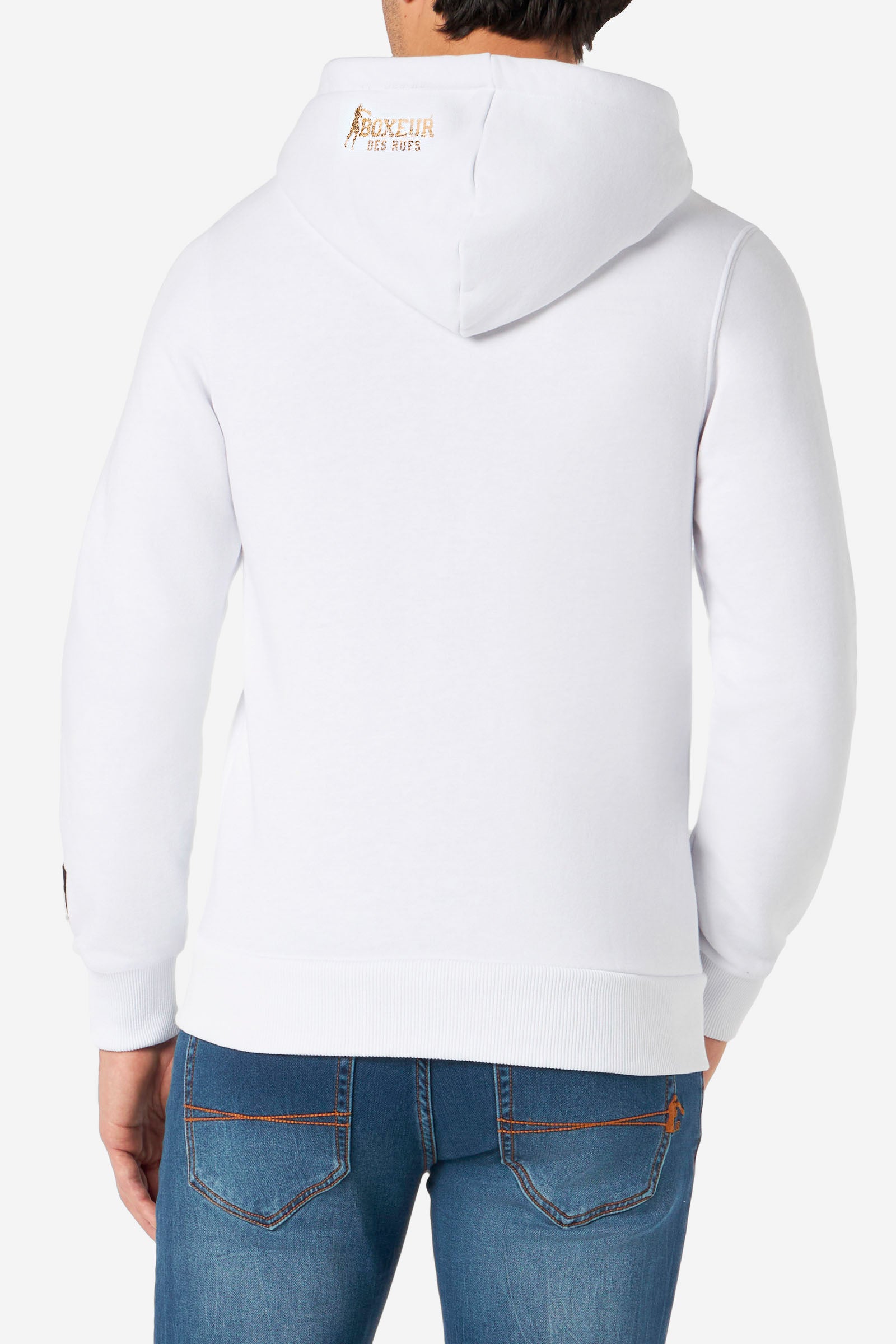 Hoodie Full Zip With Patch in White-Gold Sweat-shirts Boxeur des Rues