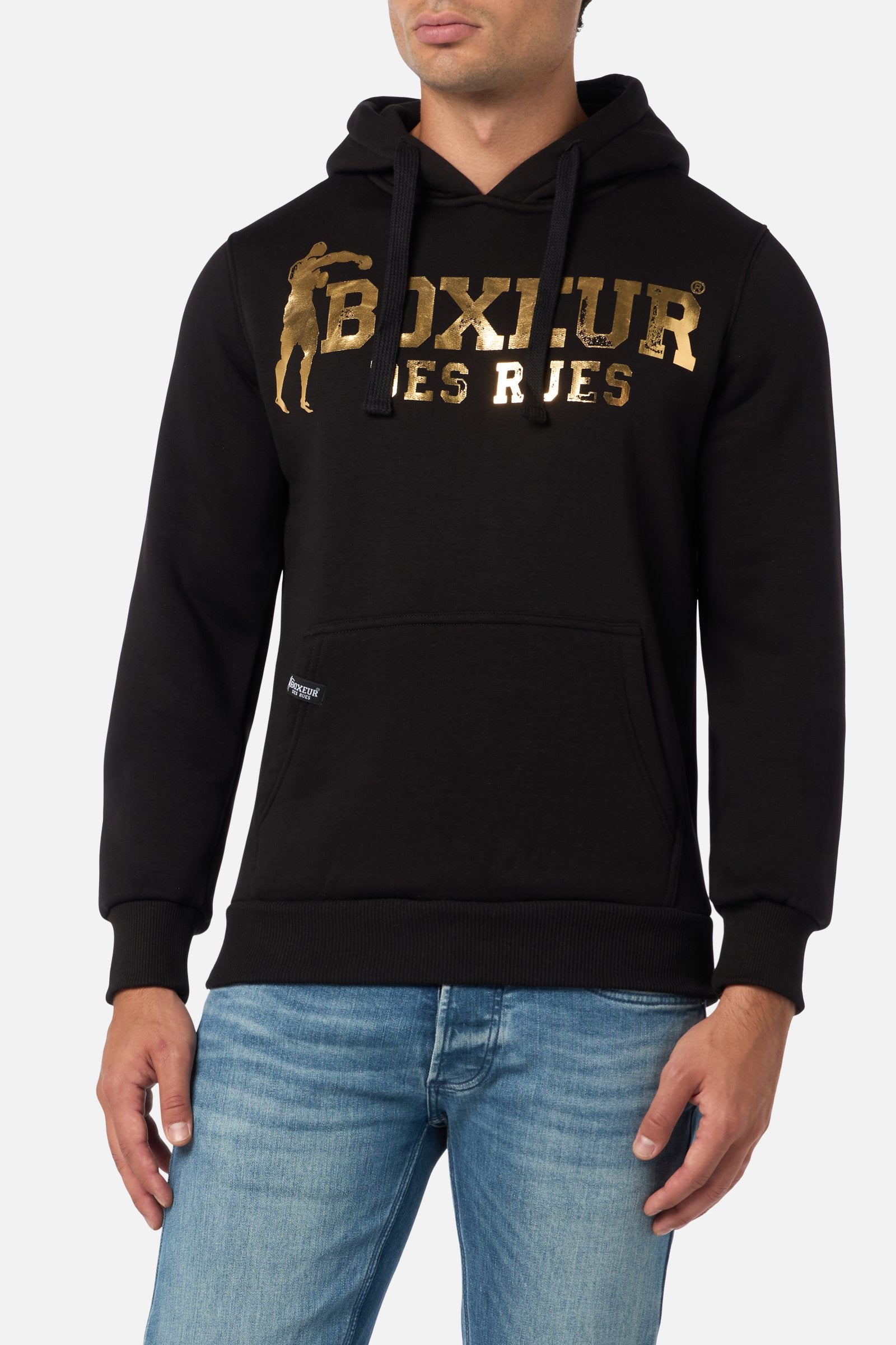Sweatshirt à capuche noir et or Boxeur des Rues