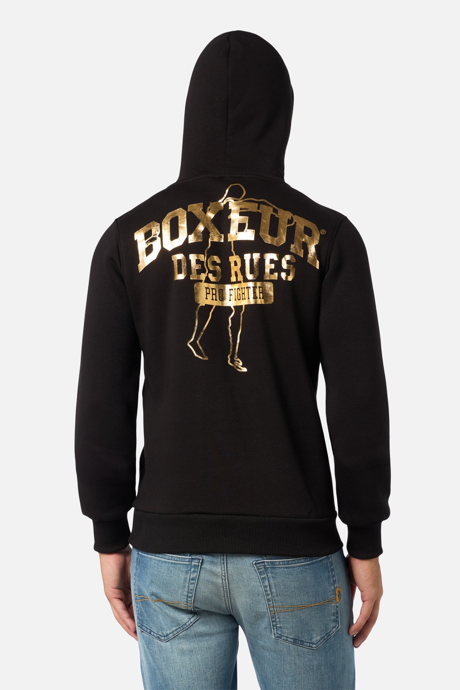 Sweatshirt à capuche noir et or Boxeur des Rues
