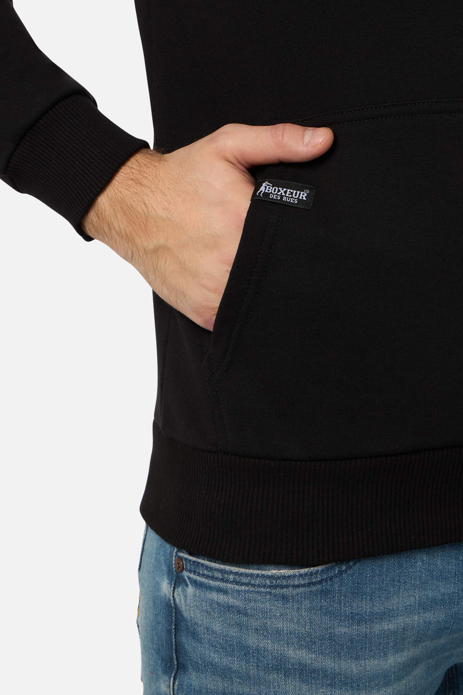 Sweat-shirt à capuche noir et or Boxeur des Rues