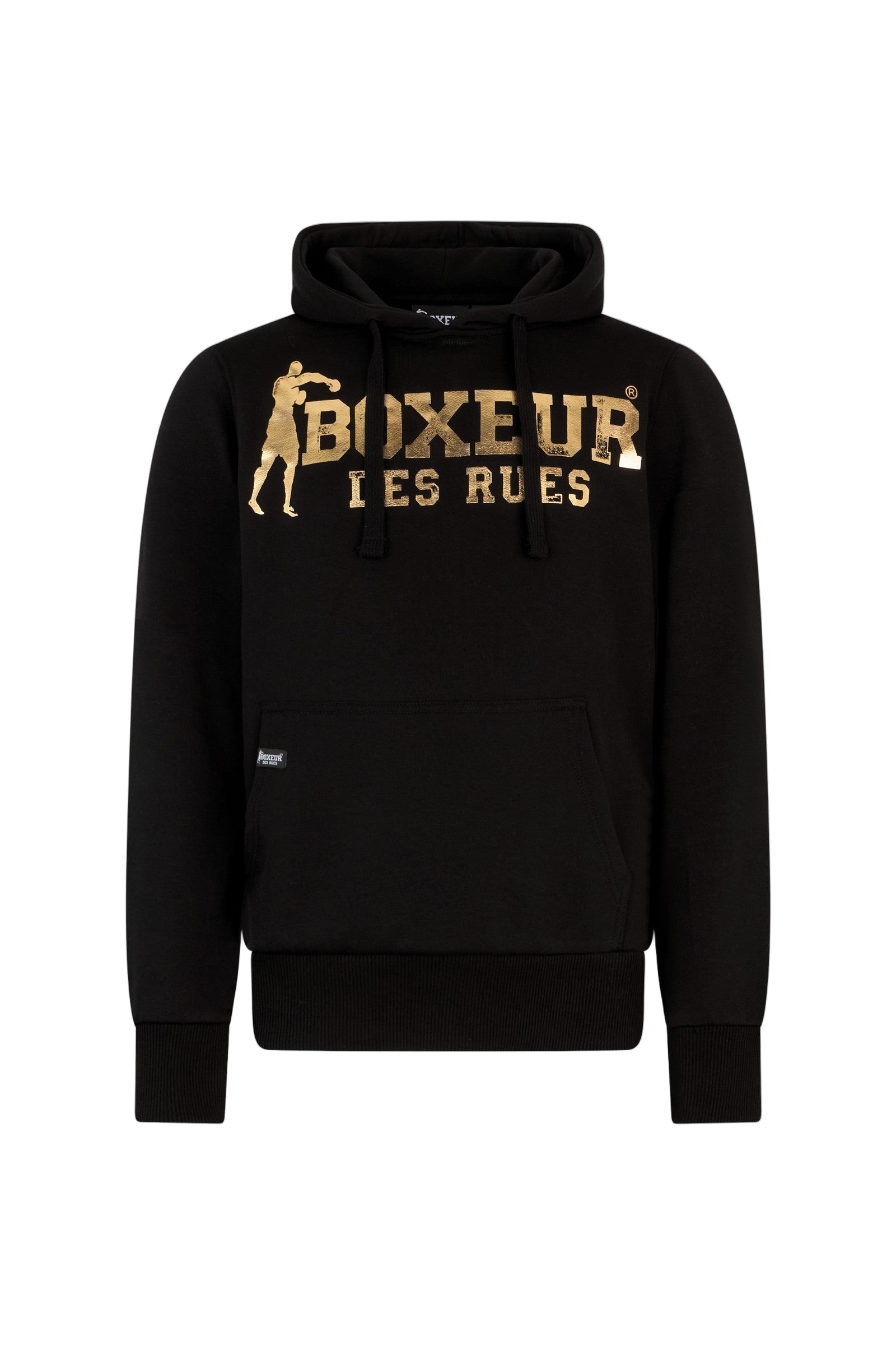 Sweat-shirt à capuche noir et or Boxeur des Rues
