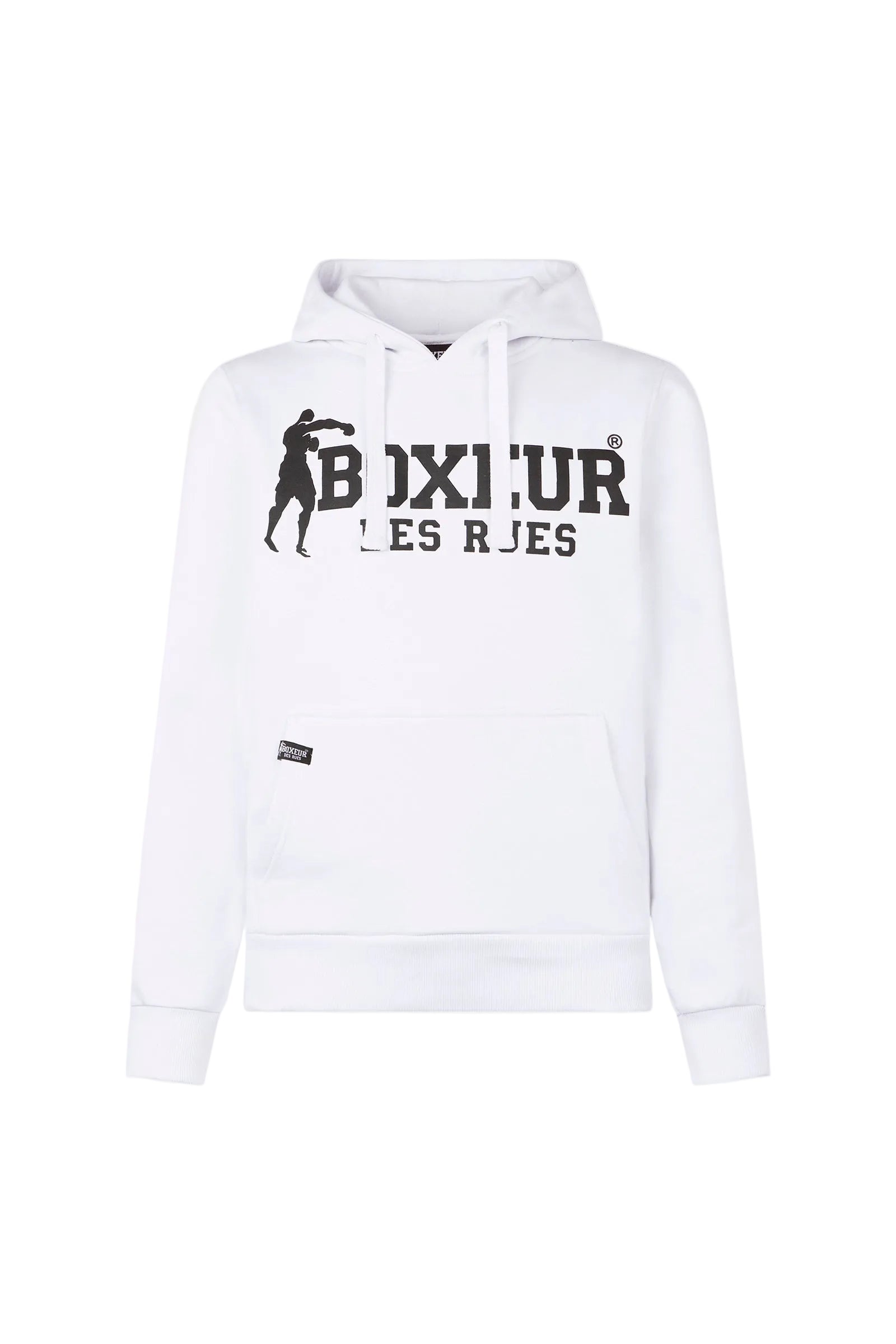 Sweat-shirt à capuche et fermeture éclair intégrale, blanc et noir