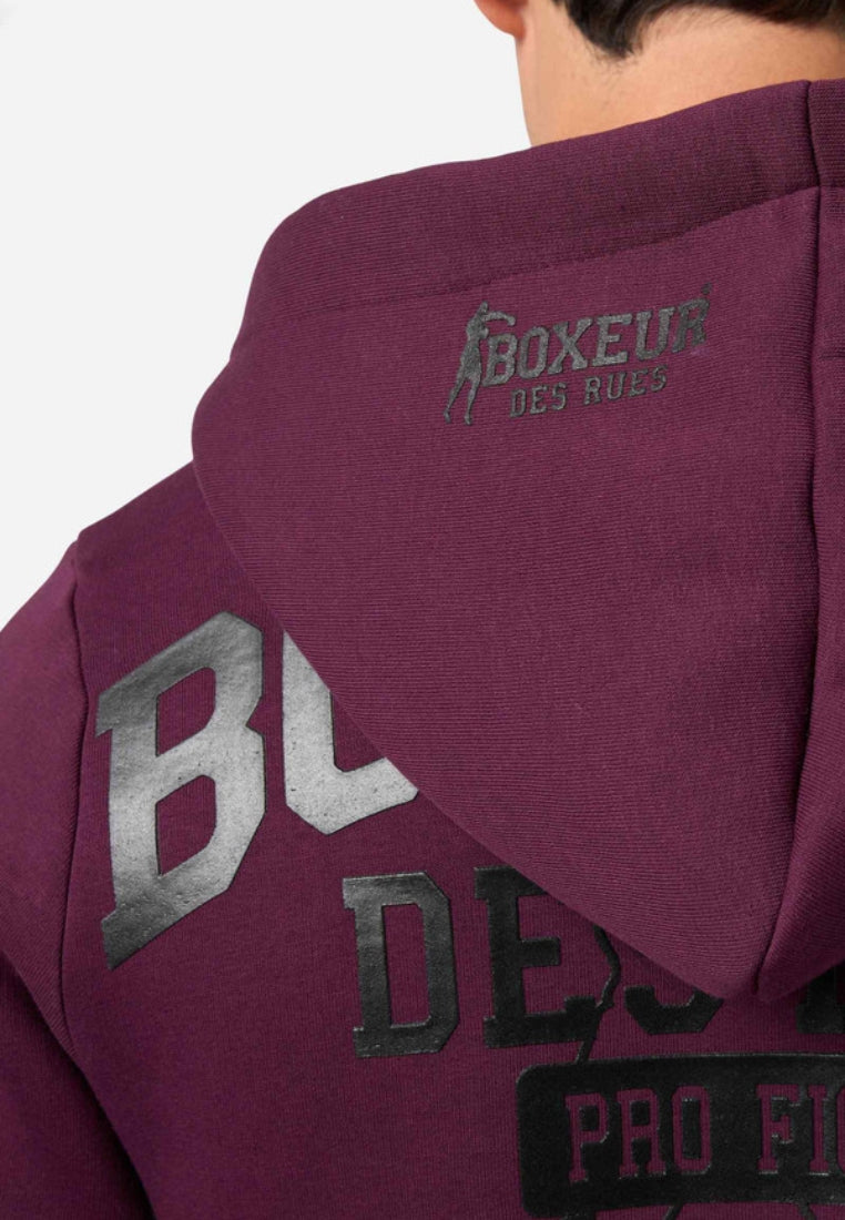 Sweat-shirt à capuche à zip complet en vin Sweat-shirts Boxeur des Rues
