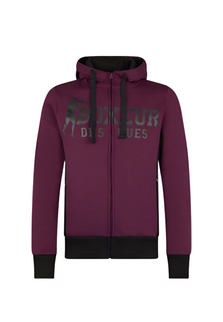 Sweat-shirt à capuche à zip complet en vin Sweat-shirts Boxeur des Rues