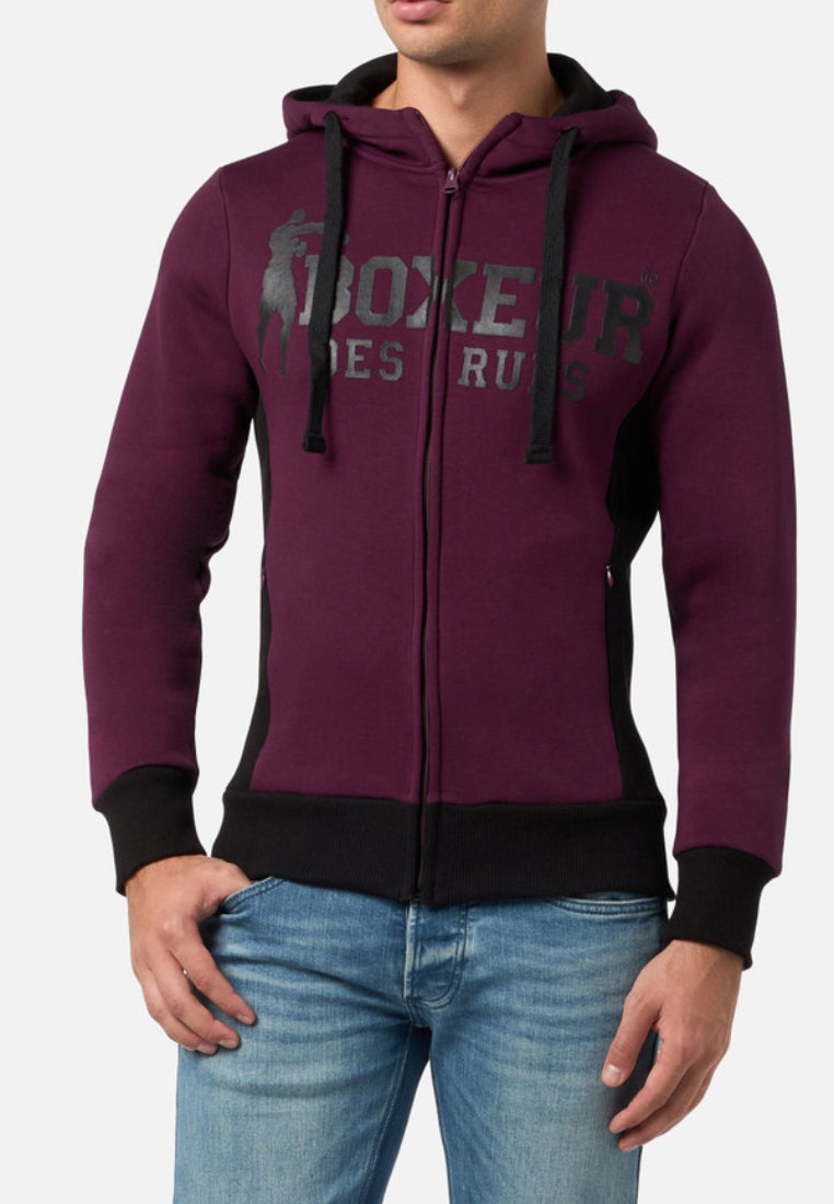 Sweat-shirt à capuche à zip complet en vin Sweat-shirts Boxeur des Rues