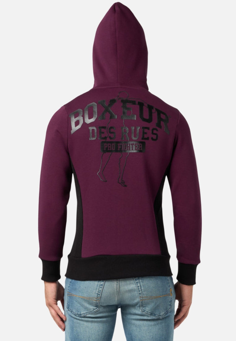 Sweat-shirt à capuche à zip complet en vin Sweat-shirts Boxeur des Rues