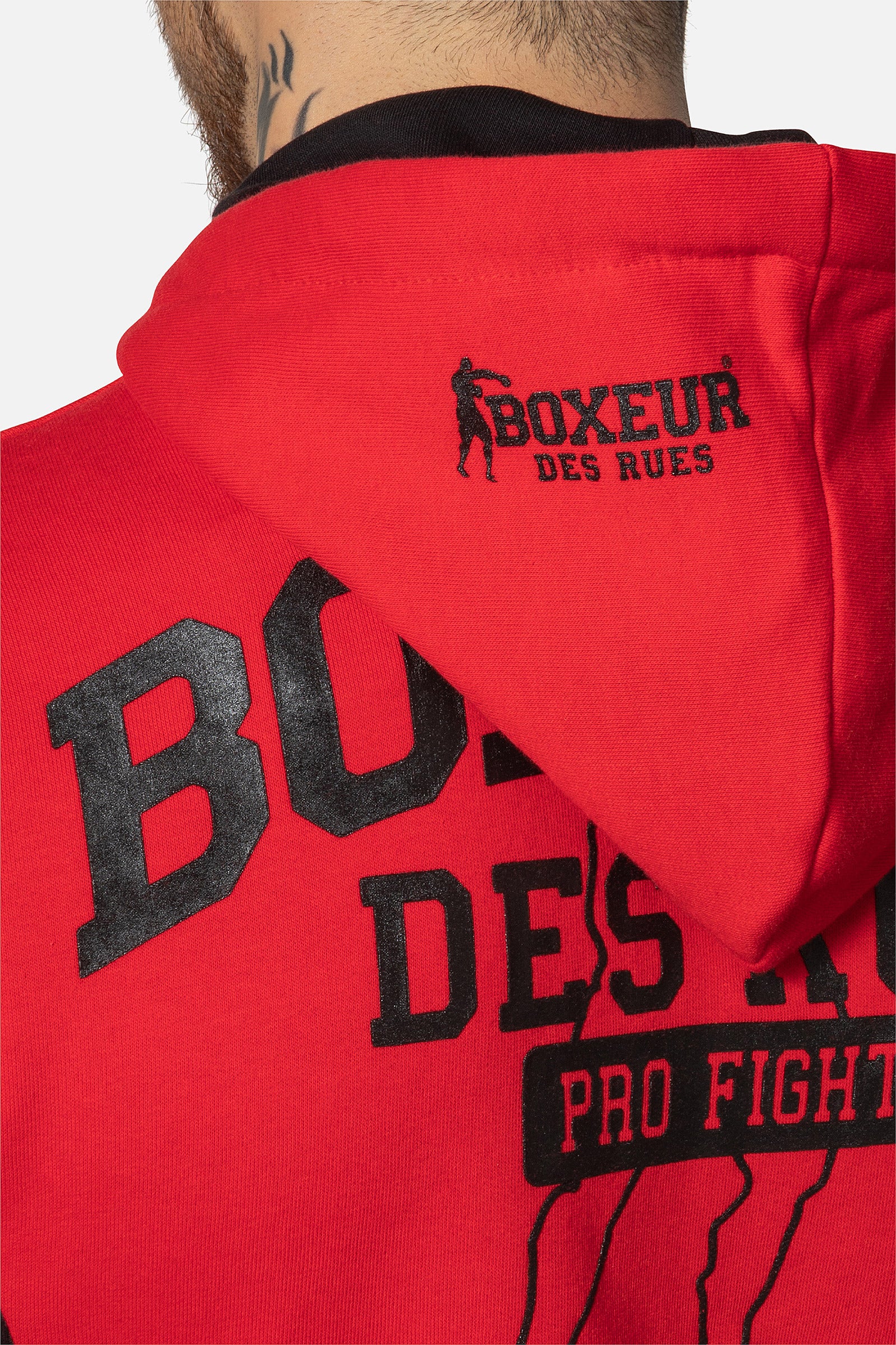 Sweat-shirt à capuche à zip intégral Rouge Sweat-shirts Boxeur des Rues