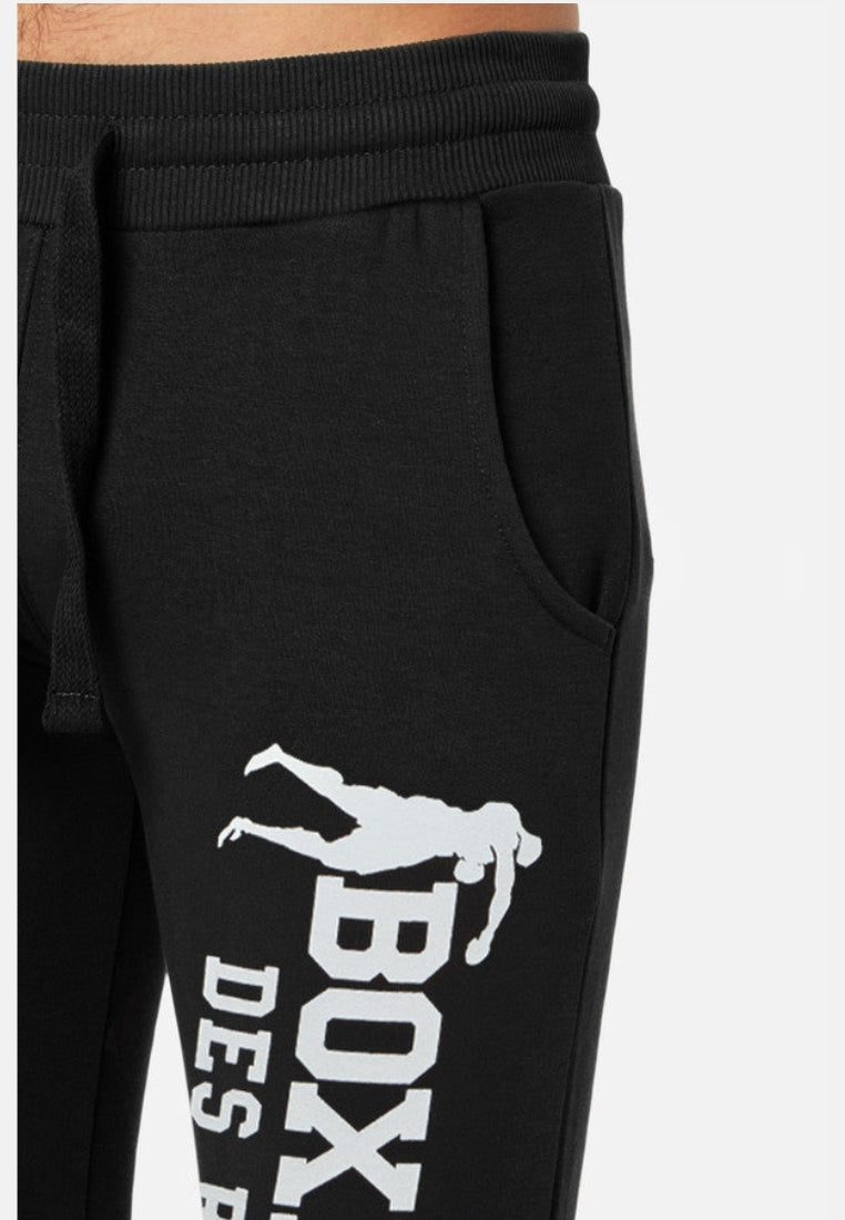 Sweatpant Slim Fit With Logo in Black-White Pantalon Boxeur des Rues