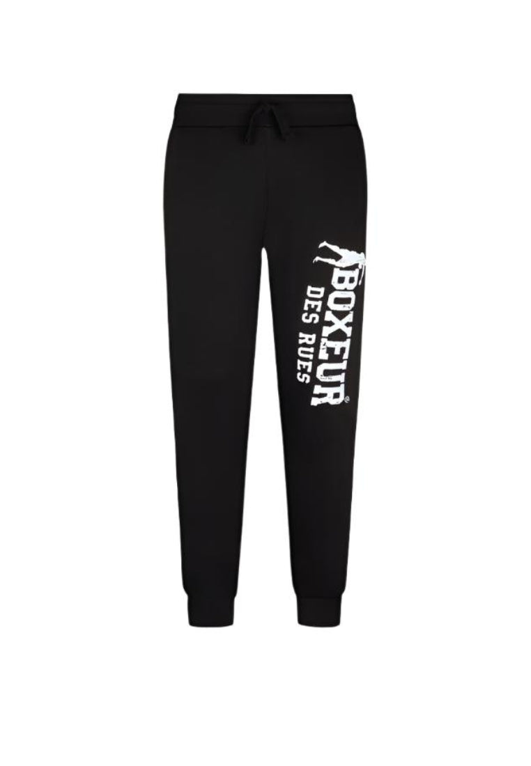 Sweatpant Slim Fit With Logo in Black-White Pantalon Boxeur des Rues