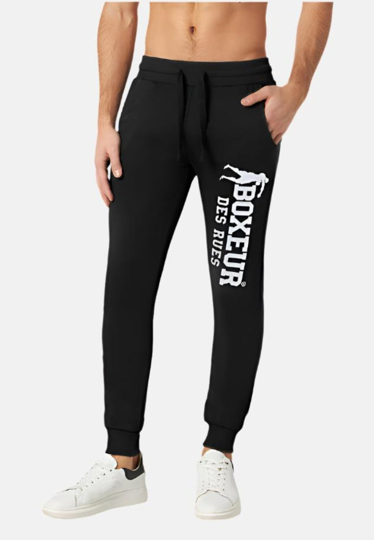 Sweatpant Slim Fit With Logo in Black-White Pantalon Boxeur des Rues