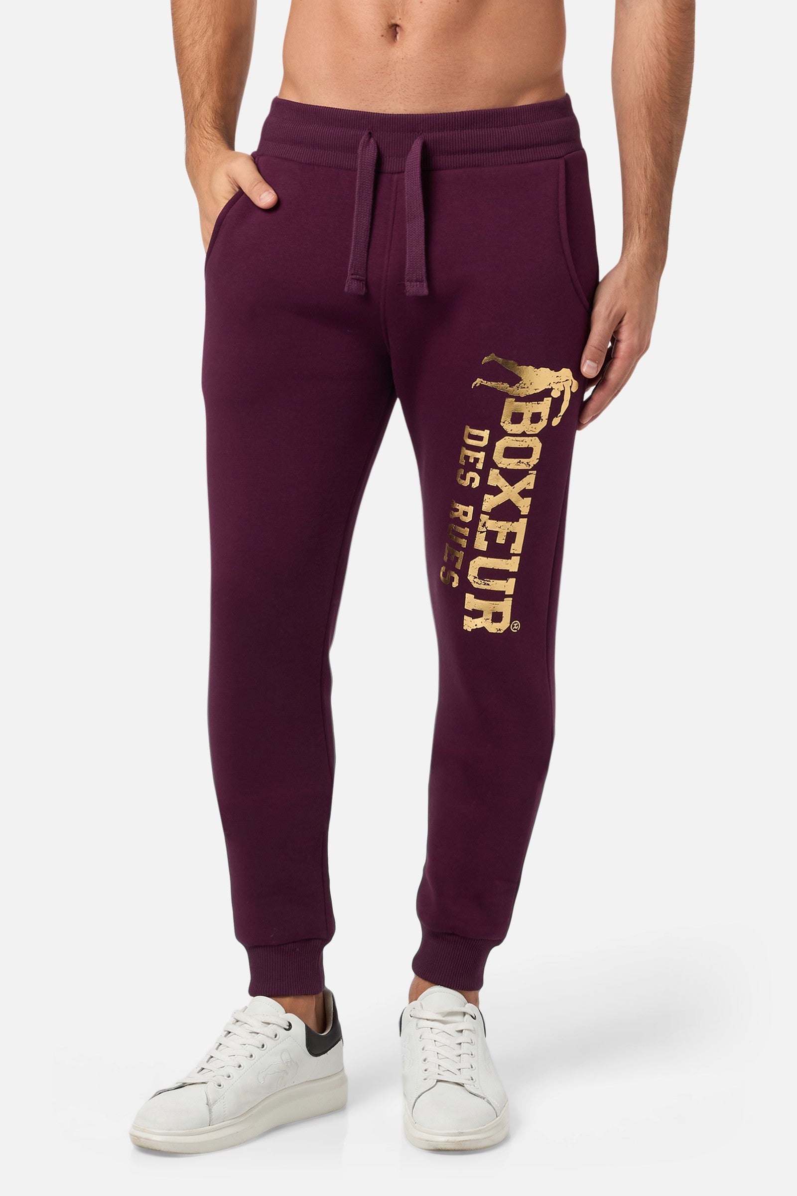 Slim Fit Sweatpant With Logo in Wine Pantalon Boxeur des Rues