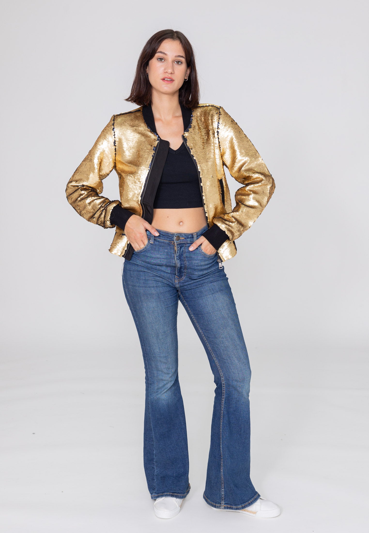 Veste bomber Glitter W en or Vestes Bombers Original