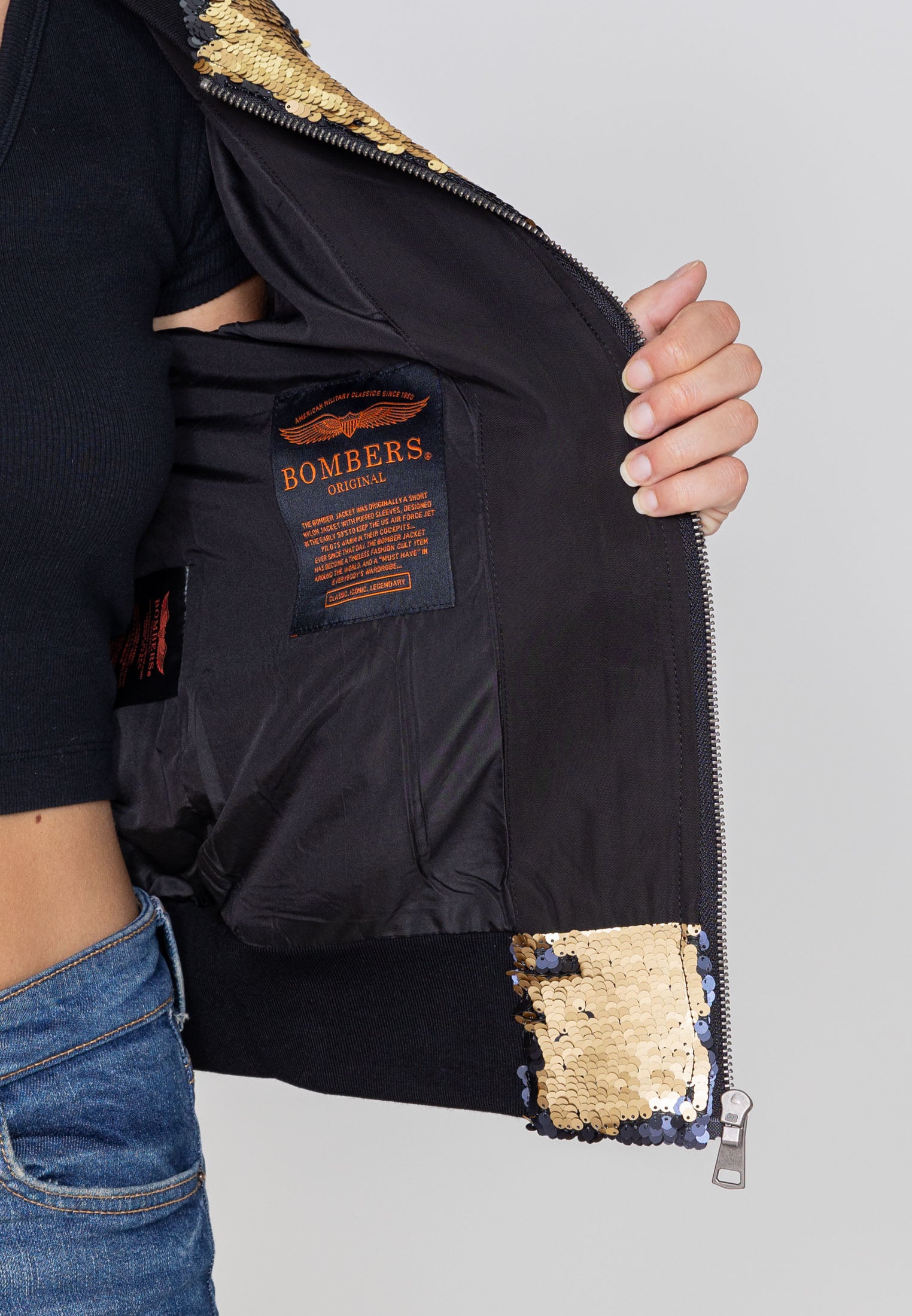Veste bomber Glitter W en or Vestes Bombers Original