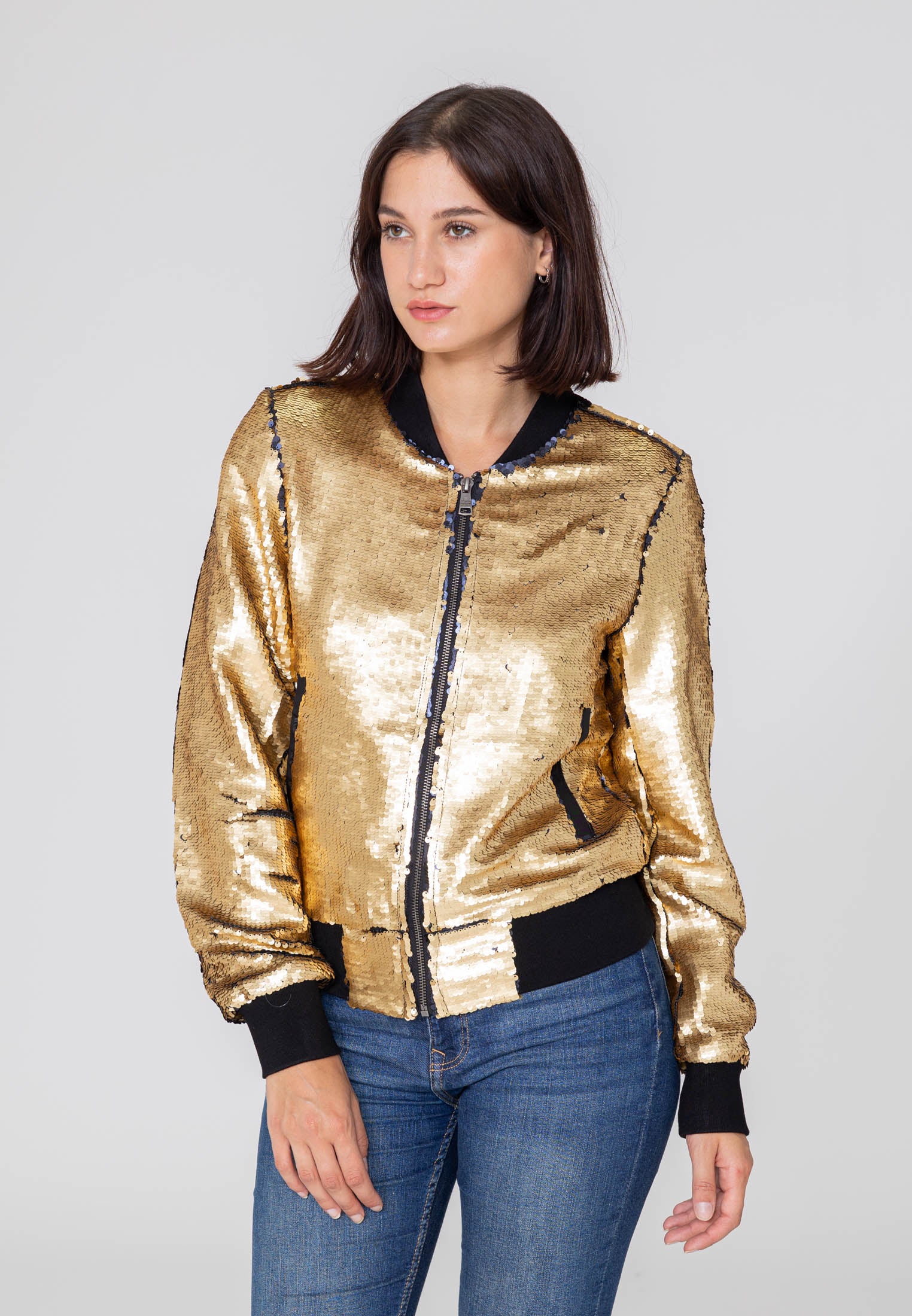Veste bomber Glitter W en or Vestes Bombers Original