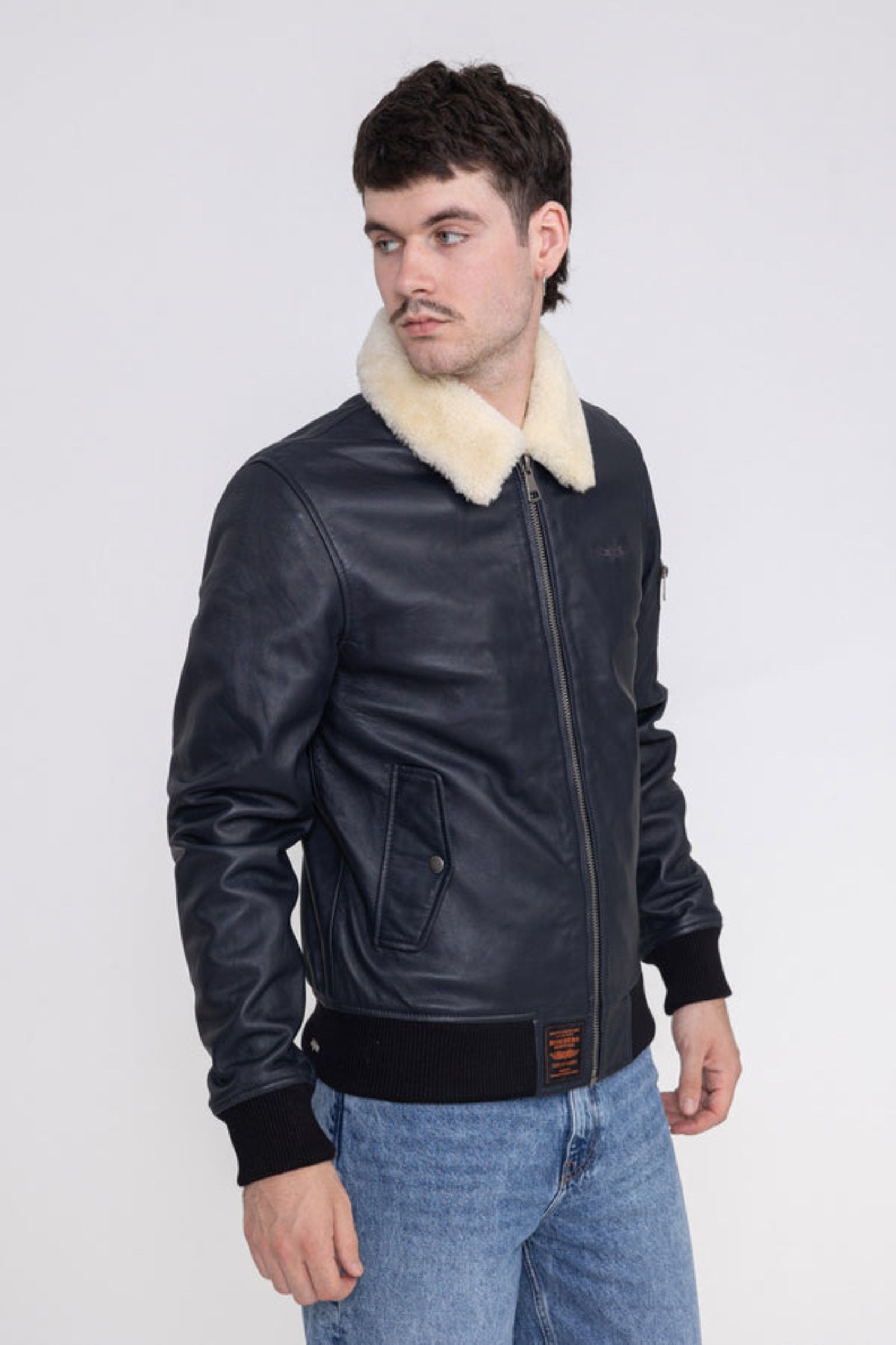 Veste en cuir Iceman M à Black Vestes Bombers Original
