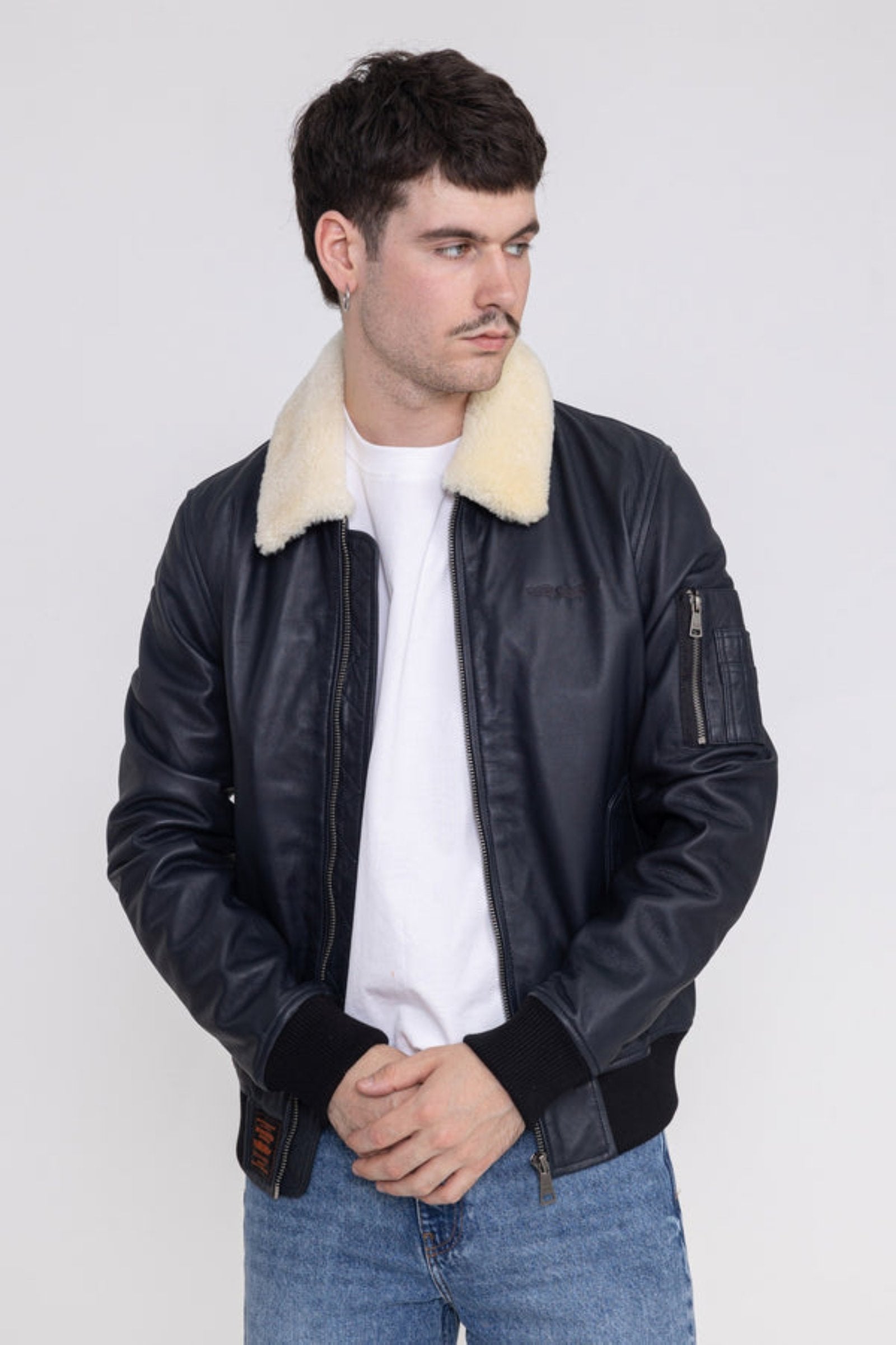 Veste en cuir Iceman M à Black Vestes Bombers Original