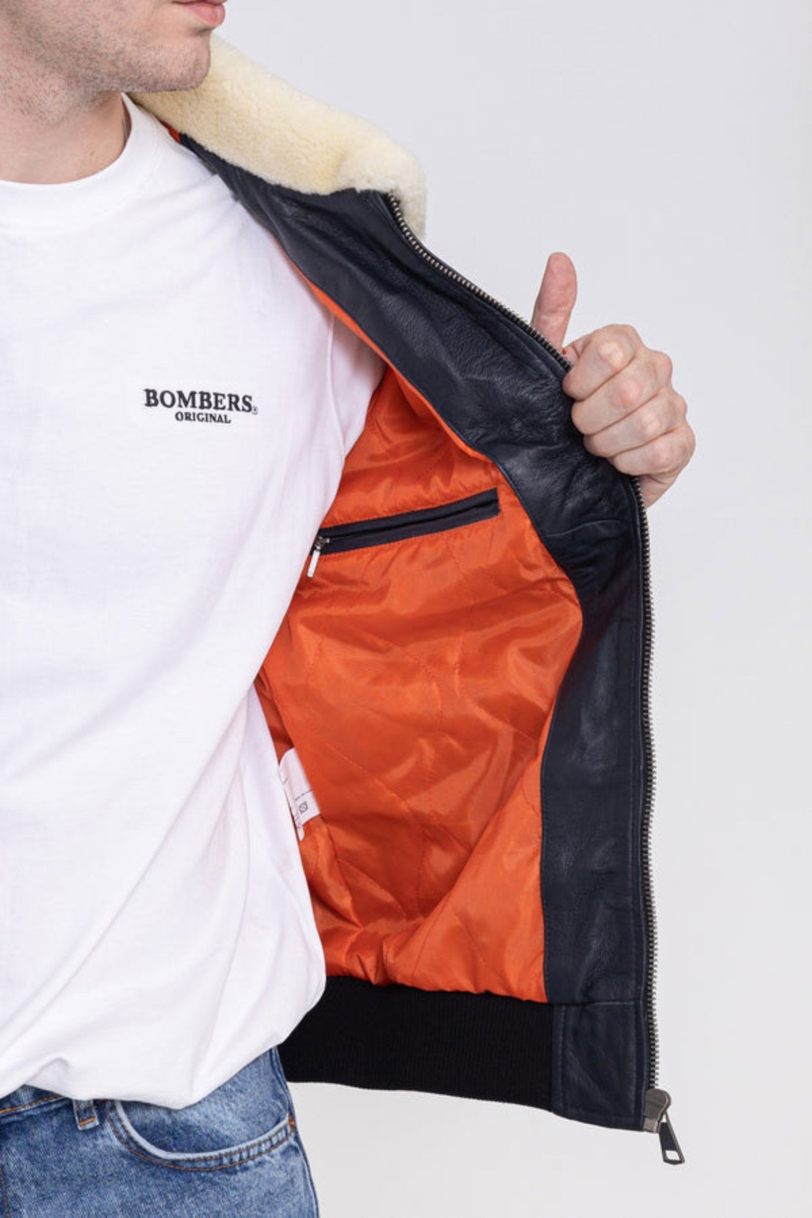 Veste en cuir Iceman M à Black Vestes Bombers Original