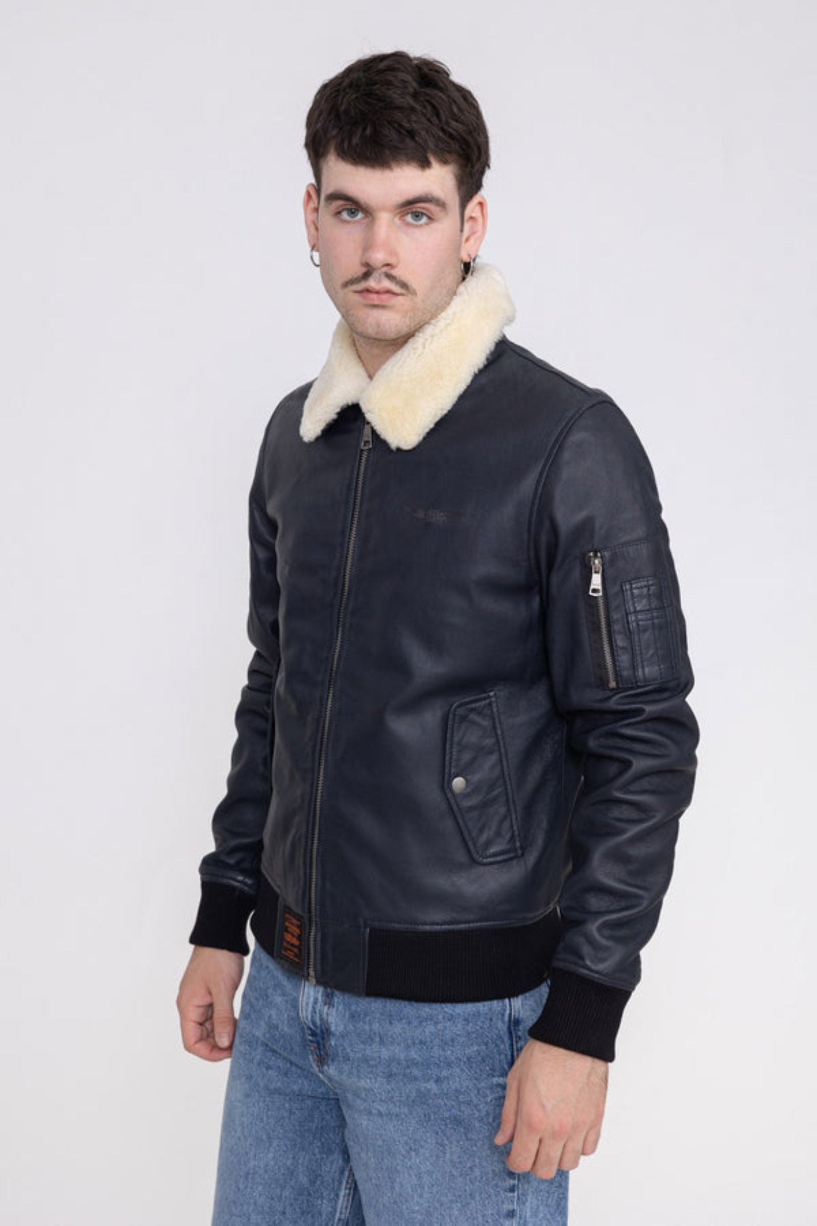 Veste en cuir Iceman M à Black Vestes Bombers Original