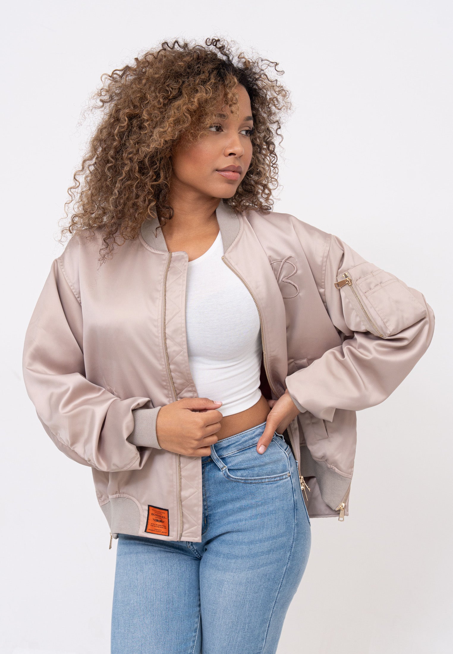 Kansas W Bombers en taupe Vestes Bombers Original
