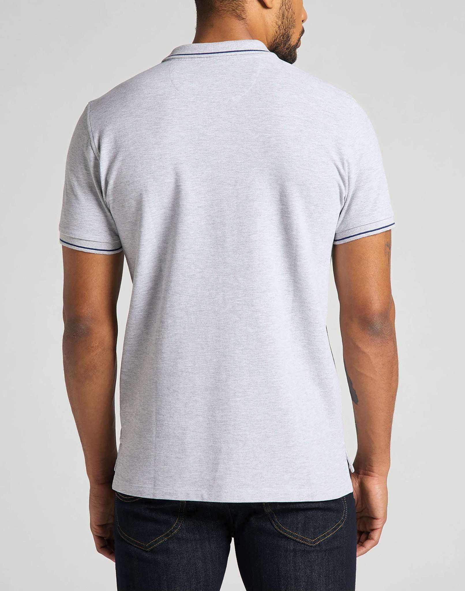 Pique Polo in Sharp Grey Melange Polos Lee