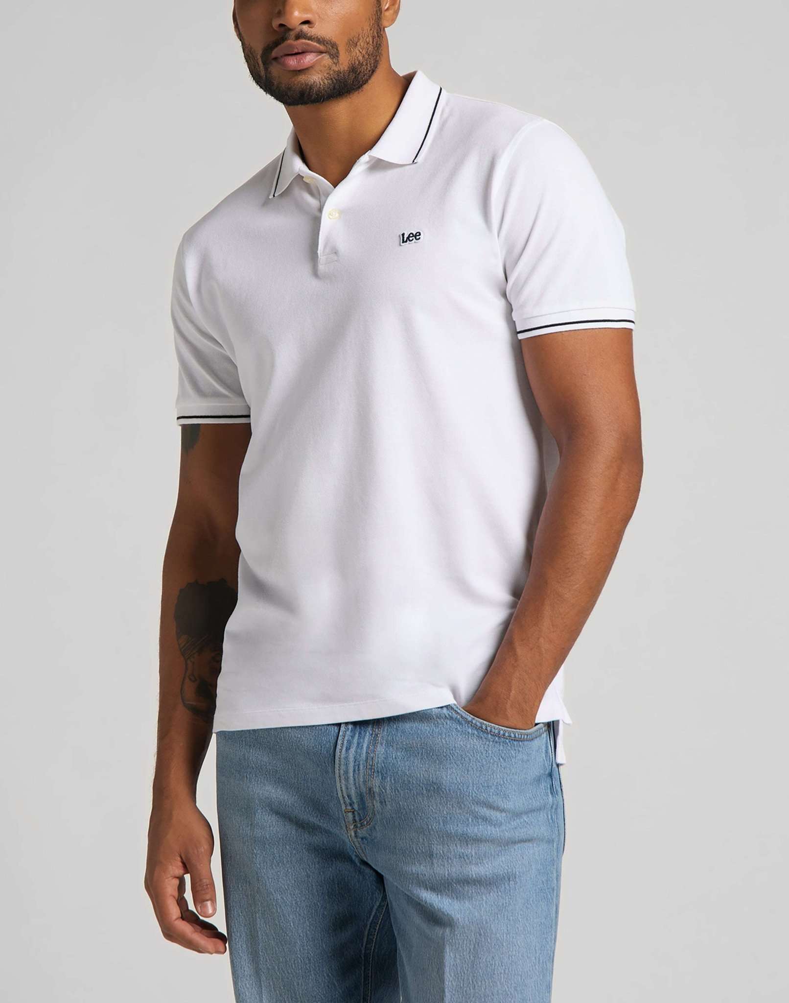 Polo piqué dans Bright White Polos Lee