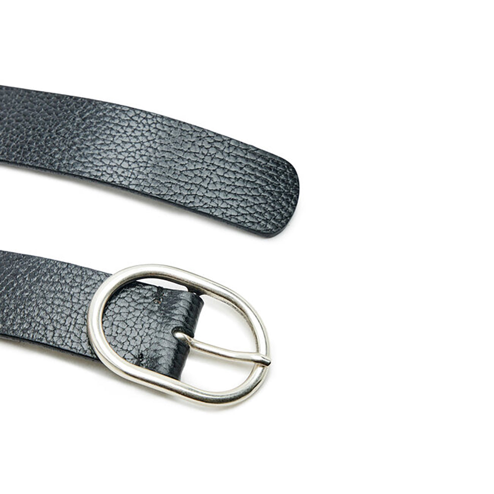 Wide Leather Belt in Black Ceinture Lee