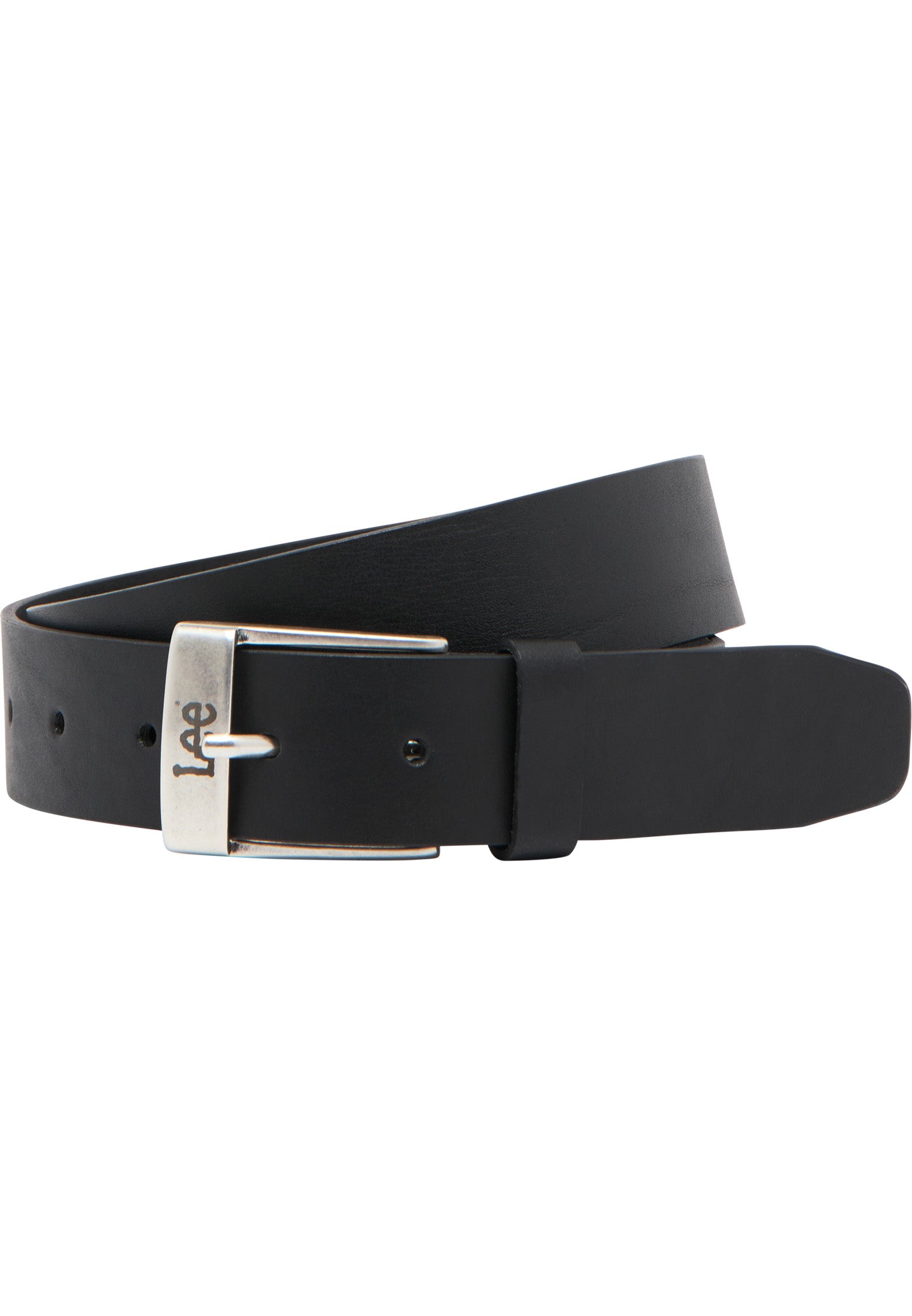Leather Belt Logo Buckle en noir Ceinture Lee