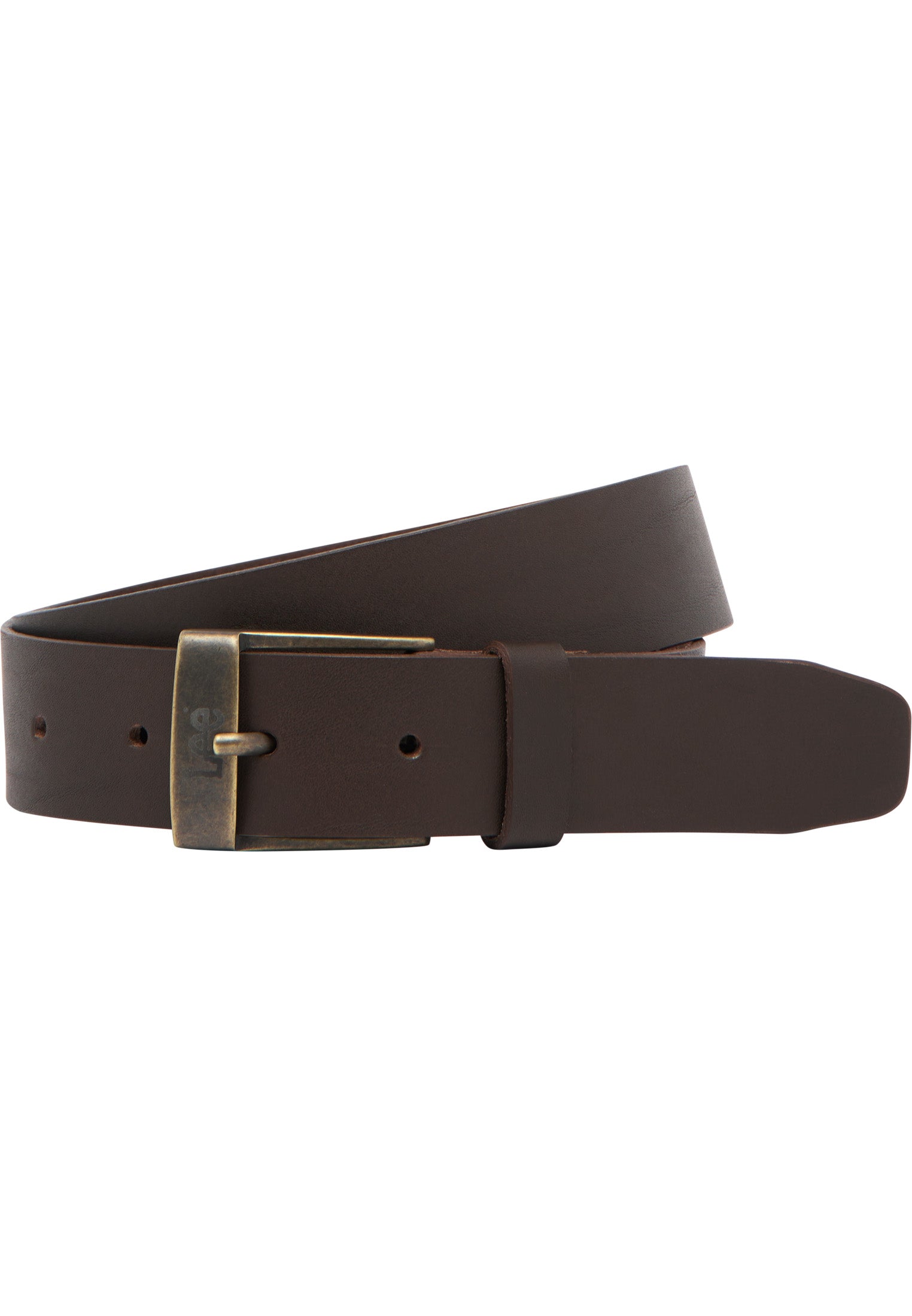 Leather Belt Logo Buckle dans la ceinture Dark Brown Lee