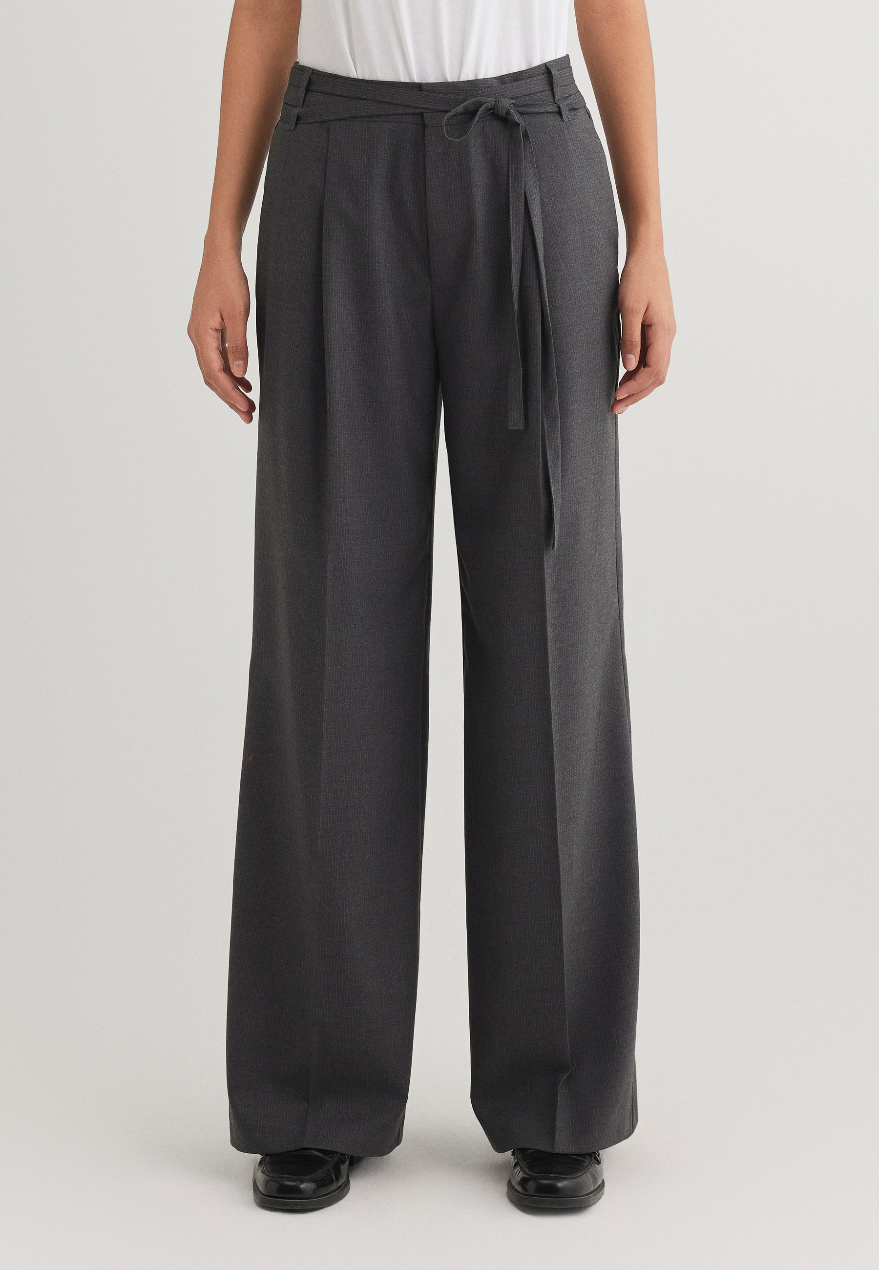 Woven Pants Belt in Antrasit Pin Stripe Pantalon Mavi